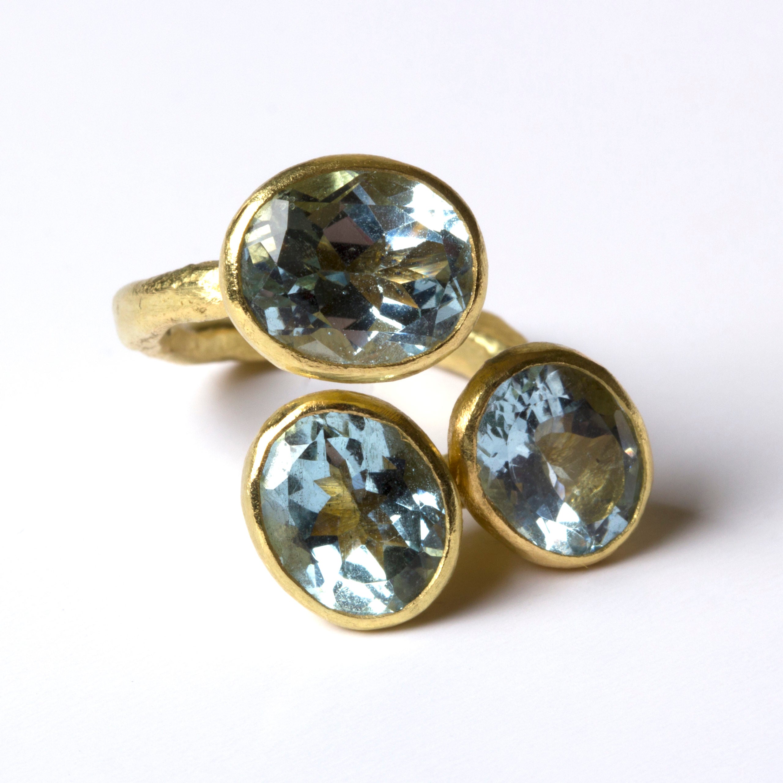 Triple Aquamarine Gold Ring by Disa Allsopp
