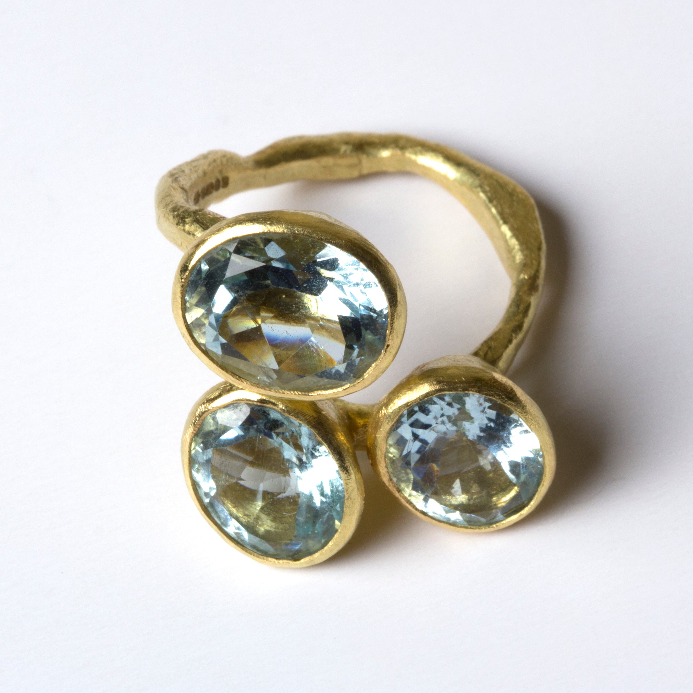 Triple Aquamarine Gold Ring by Disa Allsopp