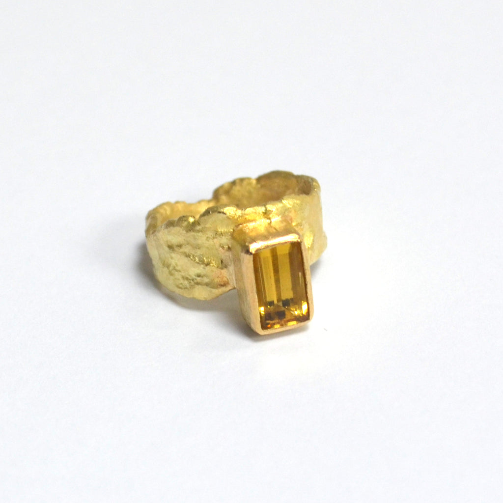 Yellow Beryl 18k Gold Wide Ring by Disa Allsopp