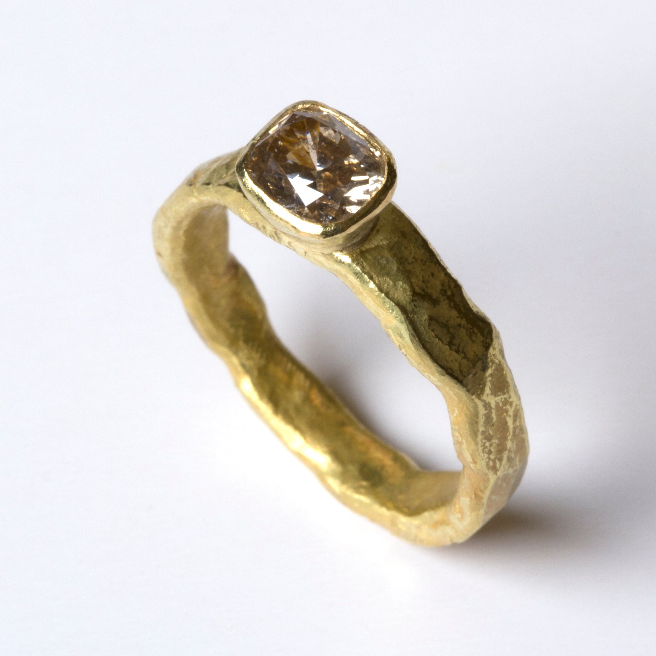 Cushion Cut Brown Diamond Gold Ring by Disa Allsopp
