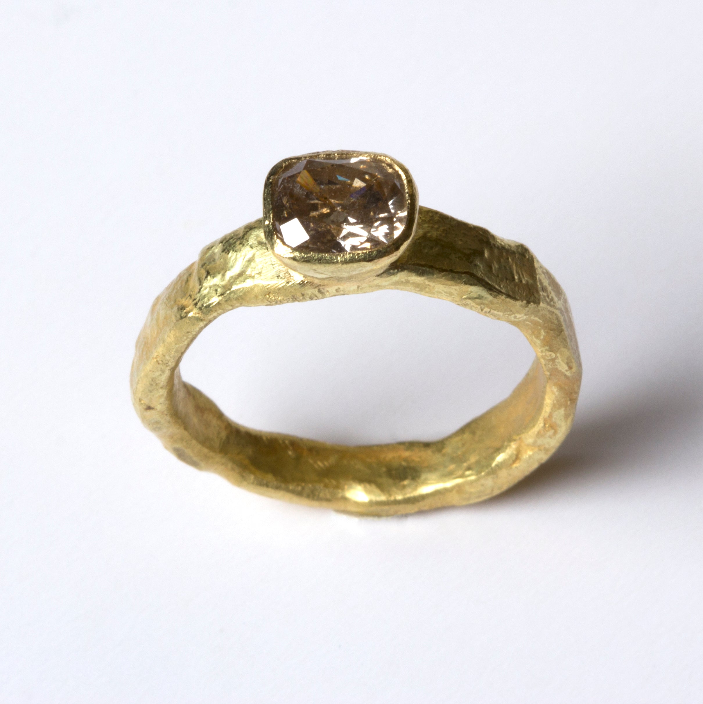 Cushion Cut Brown Diamond Gold Ring by Disa Allsopp