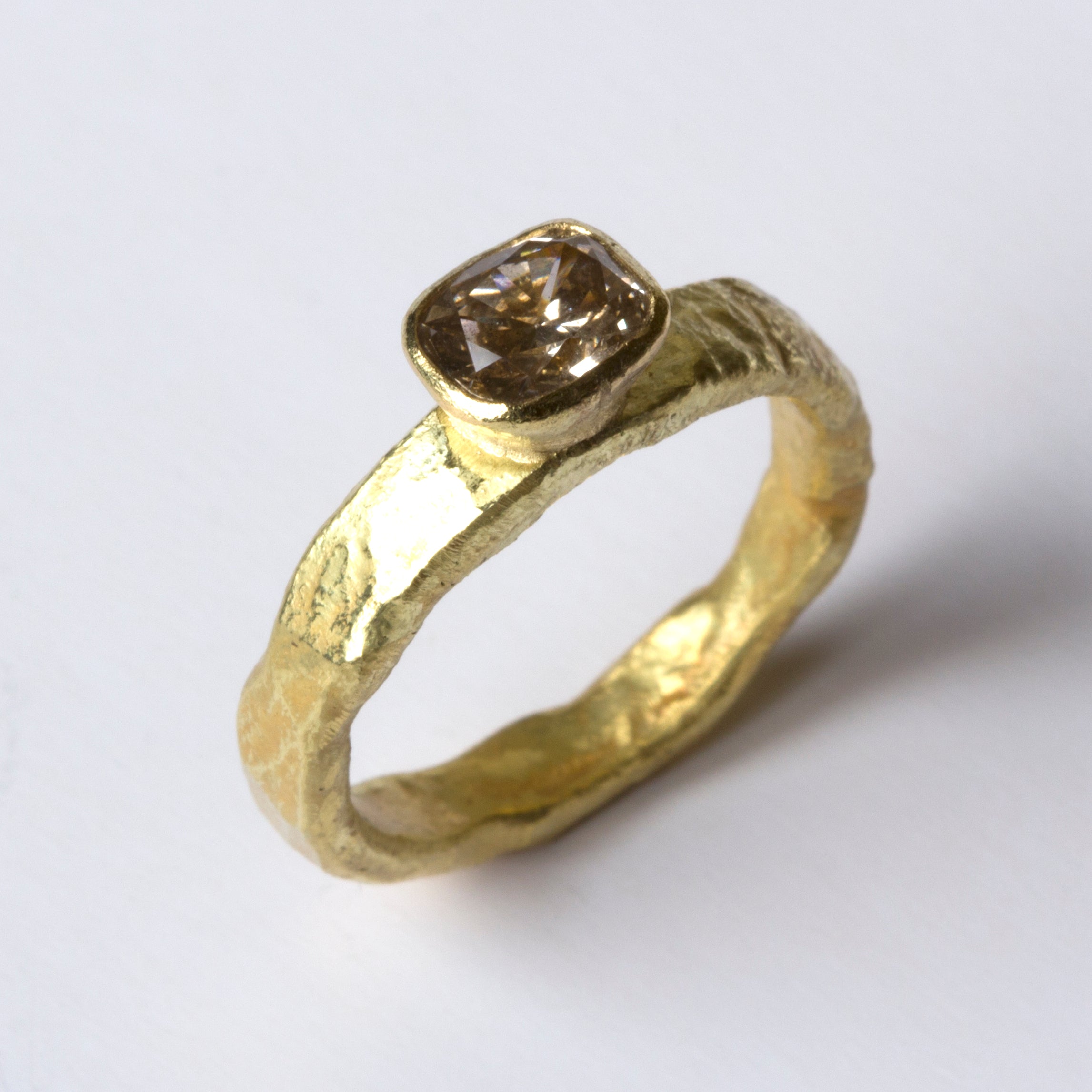 Cushion Cut Brown Diamond Gold Ring by Disa Allsopp