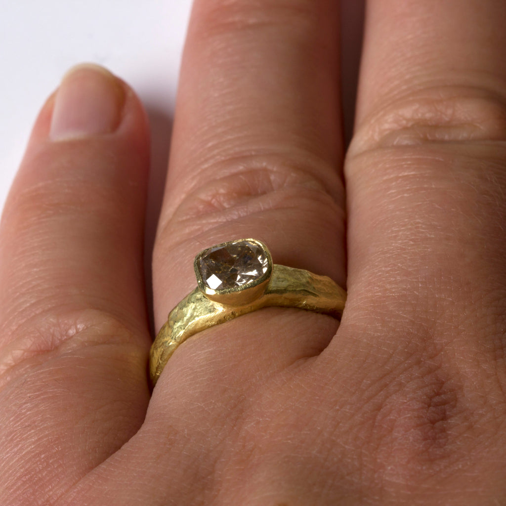 Cushion Cut Brown Diamond Gold Ring by Disa Allsopp