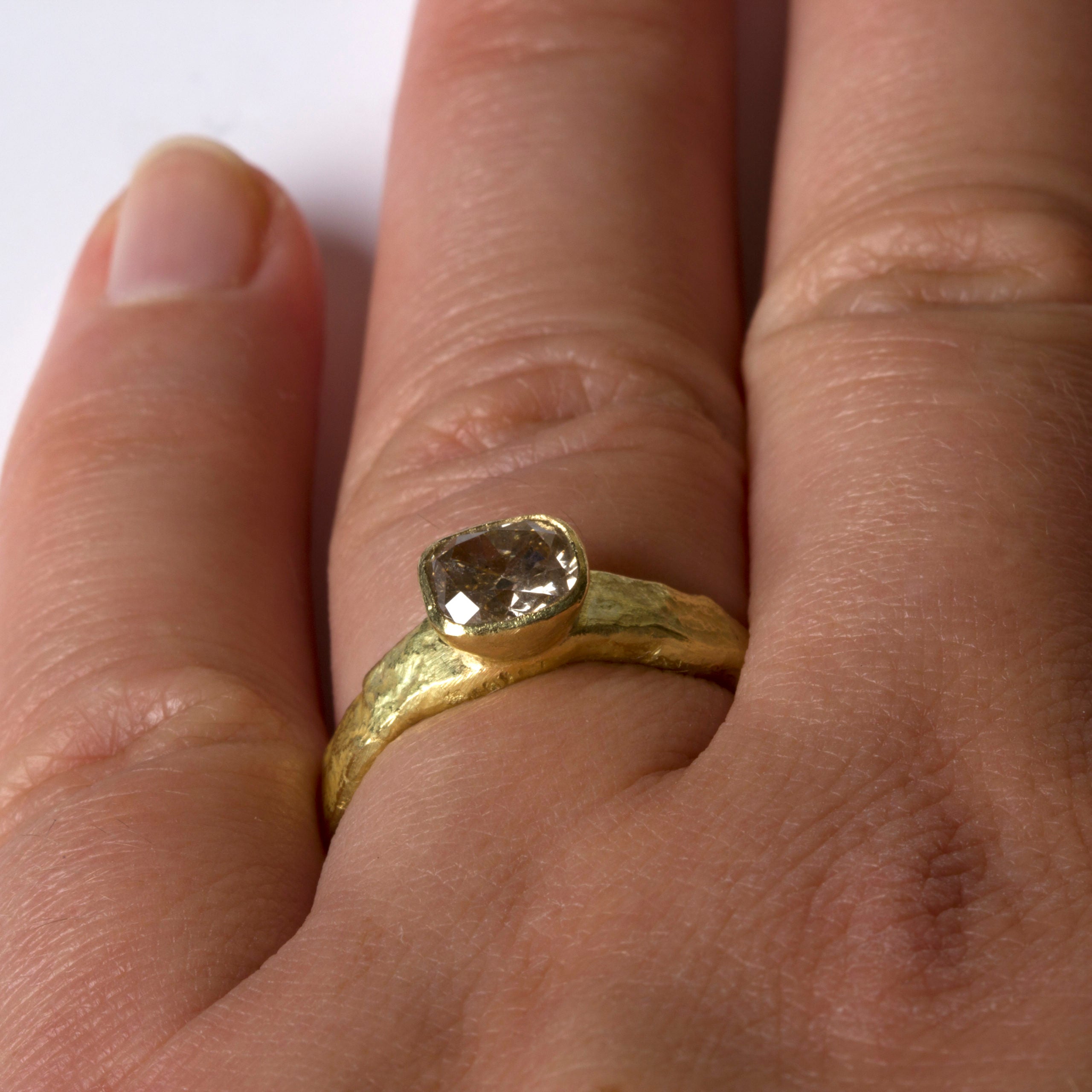 Cushion Cut Brown Diamond Gold Ring by Disa Allsopp