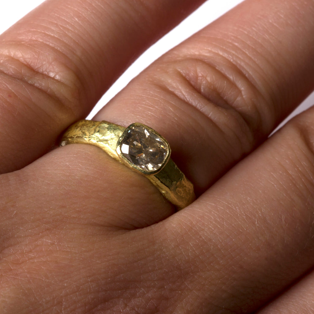 Cushion Cut Brown Diamond Gold Ring by Disa Allsopp