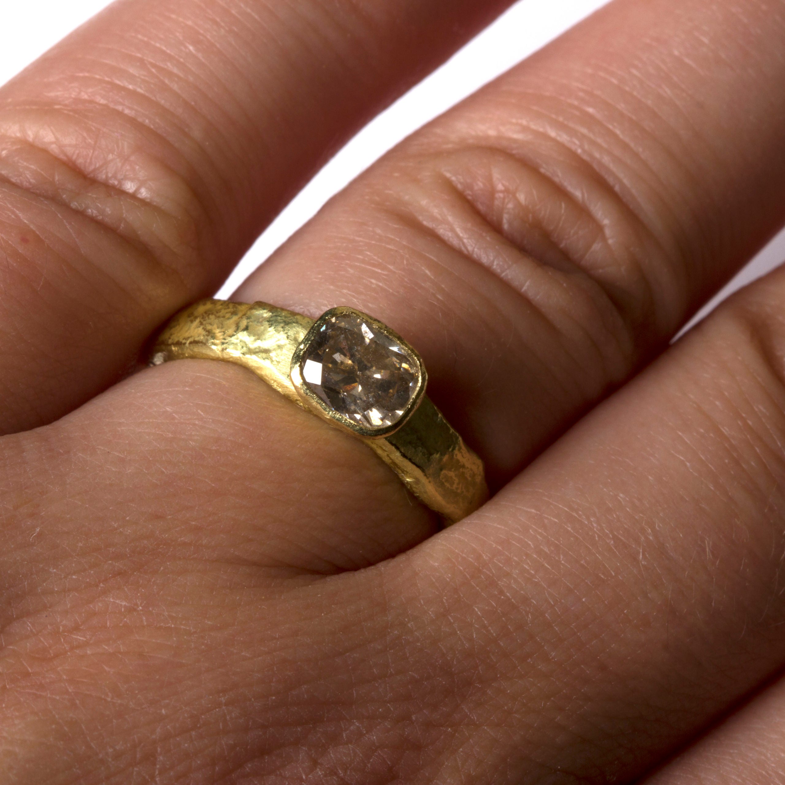 Cushion Cut Brown Diamond Gold Ring by Disa Allsopp