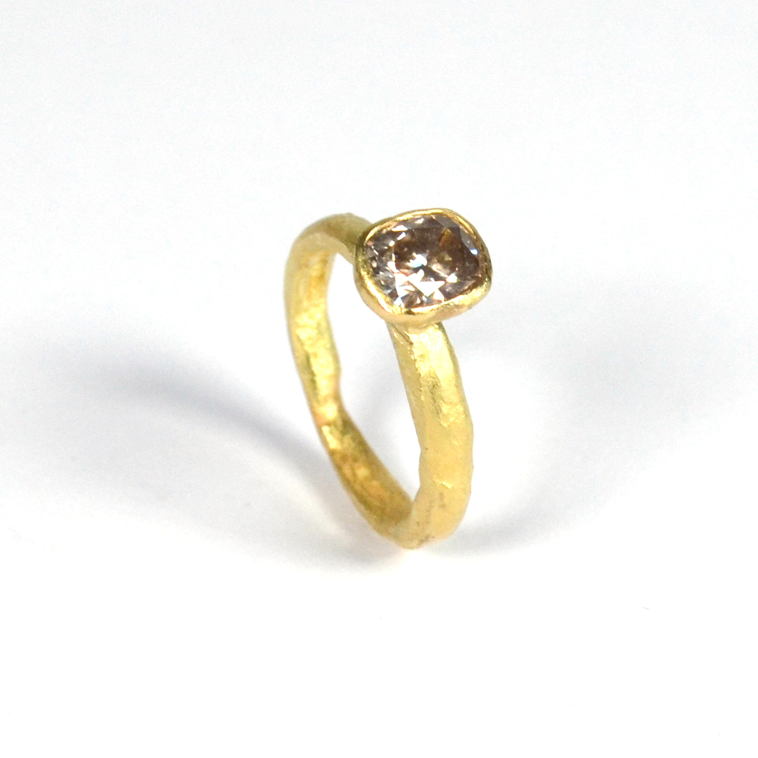Cushion Cut Brown Diamond Gold Ring by Disa Allsopp
