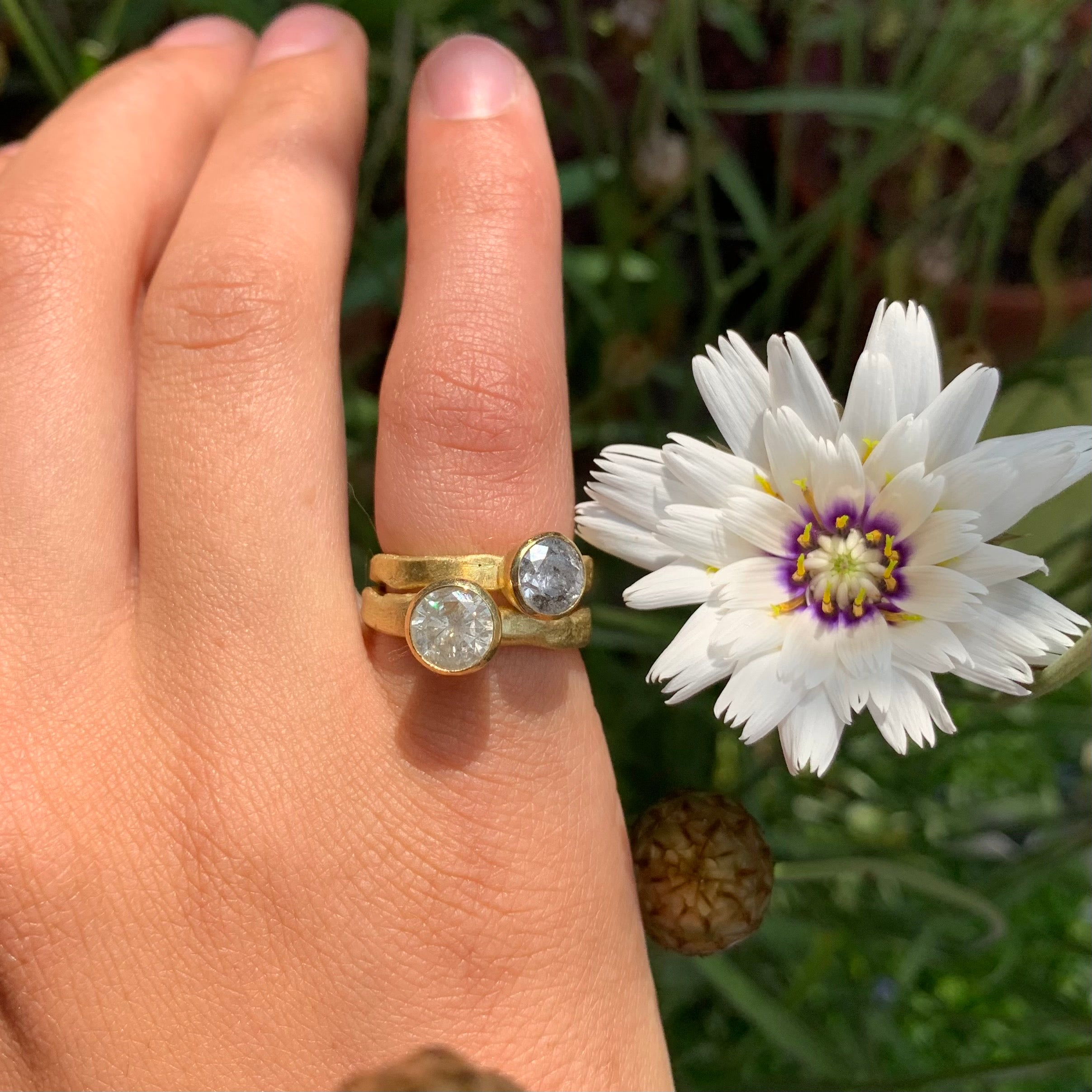 Grey Diamond Solitaire ring by Disa Allsopp