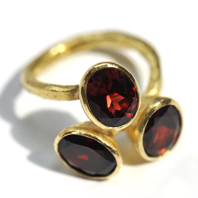 Triple Garnet Gold Ring