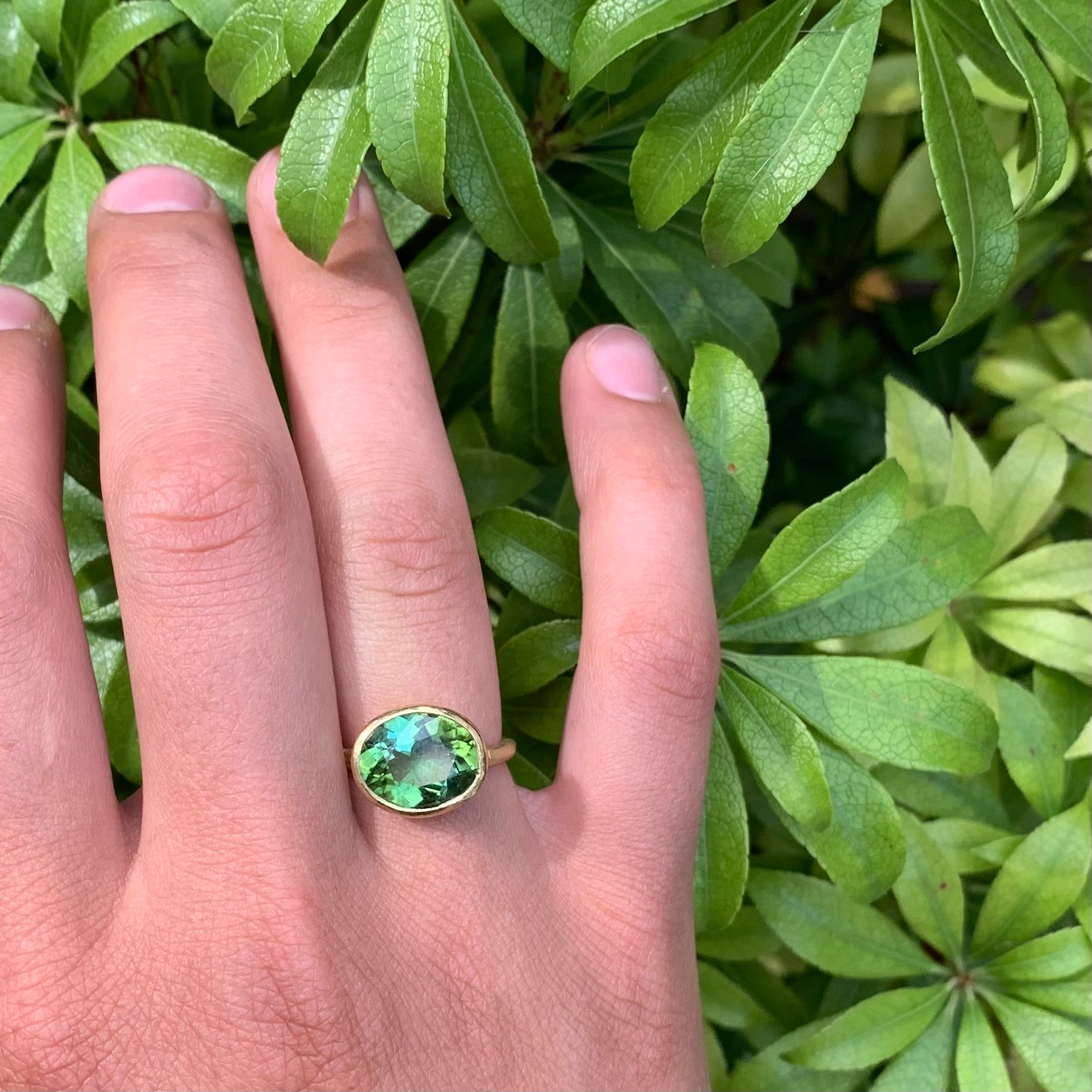Oval Green Tourmaline ring by Disa Allsopp