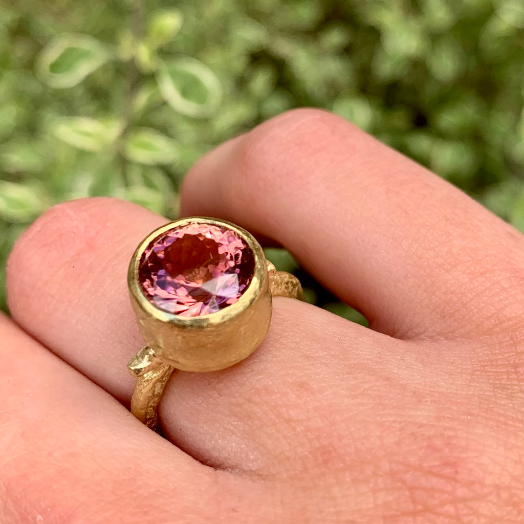 Salmon Pink Tourmaline ring by Disa Allsopp