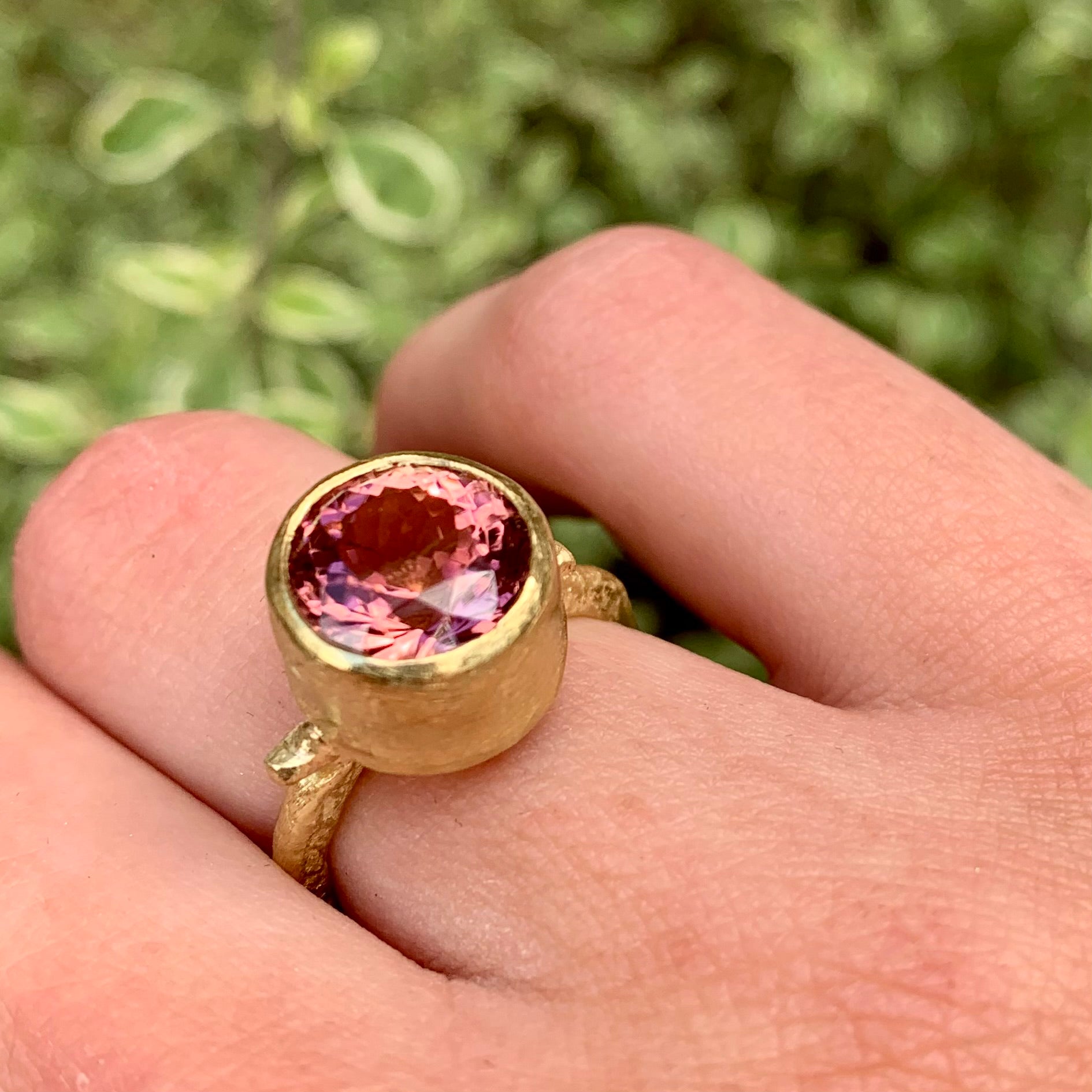 Salmon Pink Tourmaline ring by Disa Allsopp