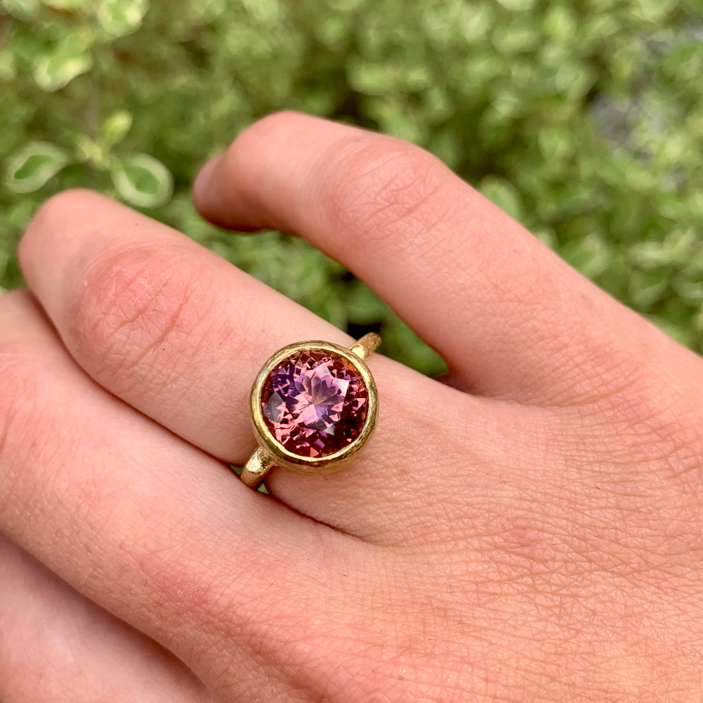 Salmon Pink Tourmaline ring by Disa Allsopp