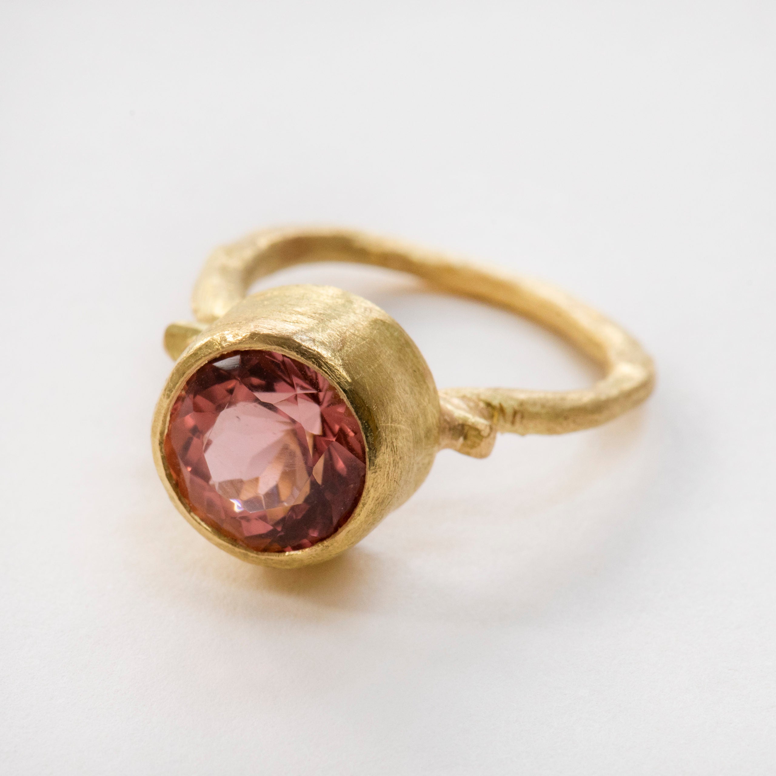 Salmon Pink Tourmaline ring by Disa Allsopp