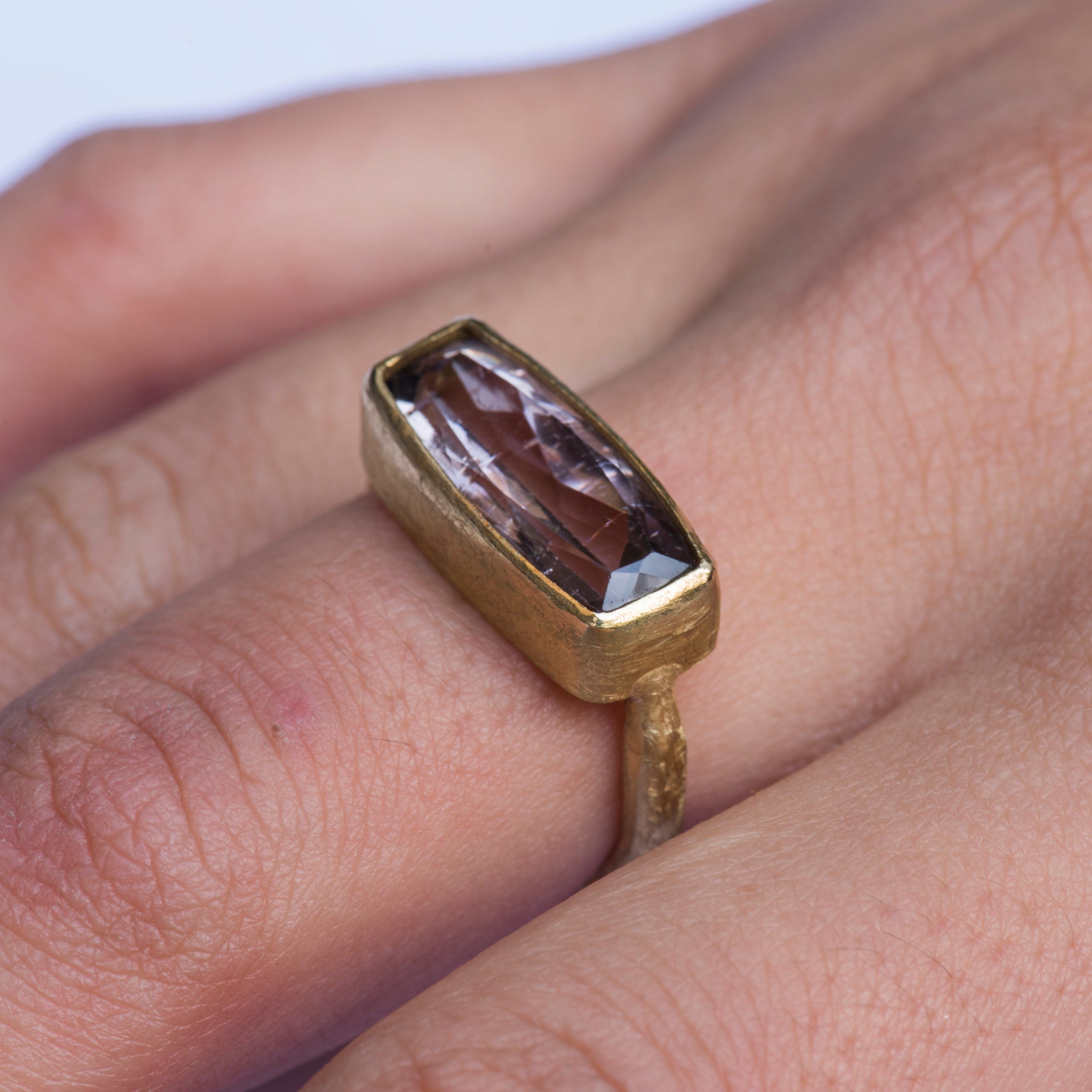 Pineapple cut Lilac Tourmaline Gold Ring by Disa Allsopp