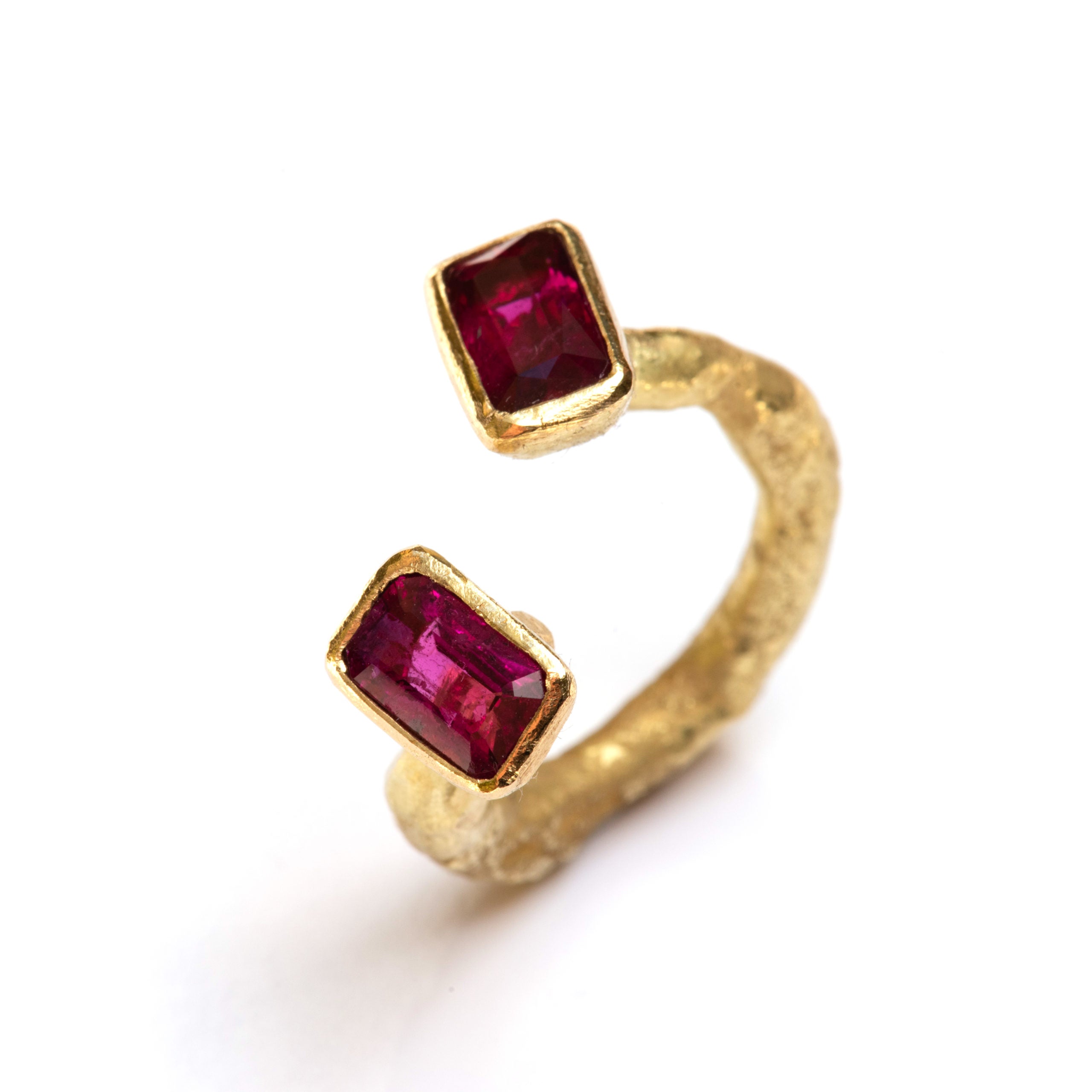 Open ring with pink tourmalines by Disa Allsopp