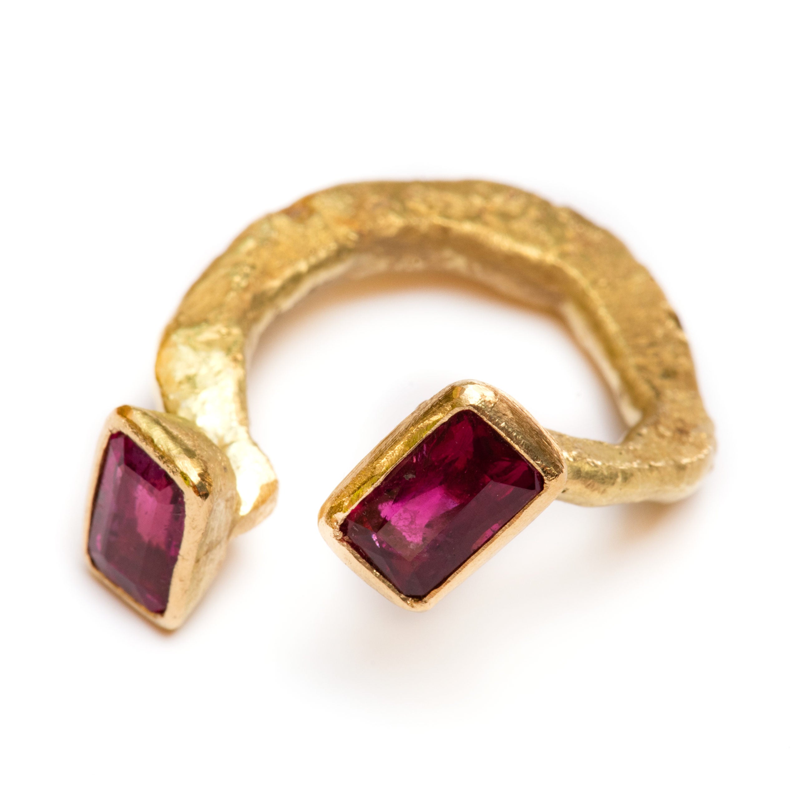 Open ring with pink tourmalines by Disa Allsopp