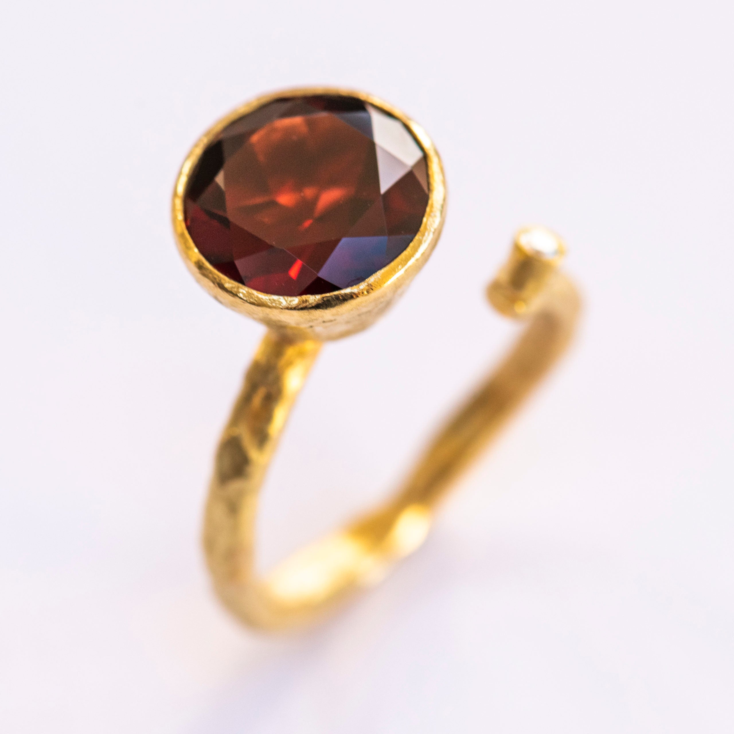 Red Garnet & Diamond 18k Gold Ring by Disa Allsopp