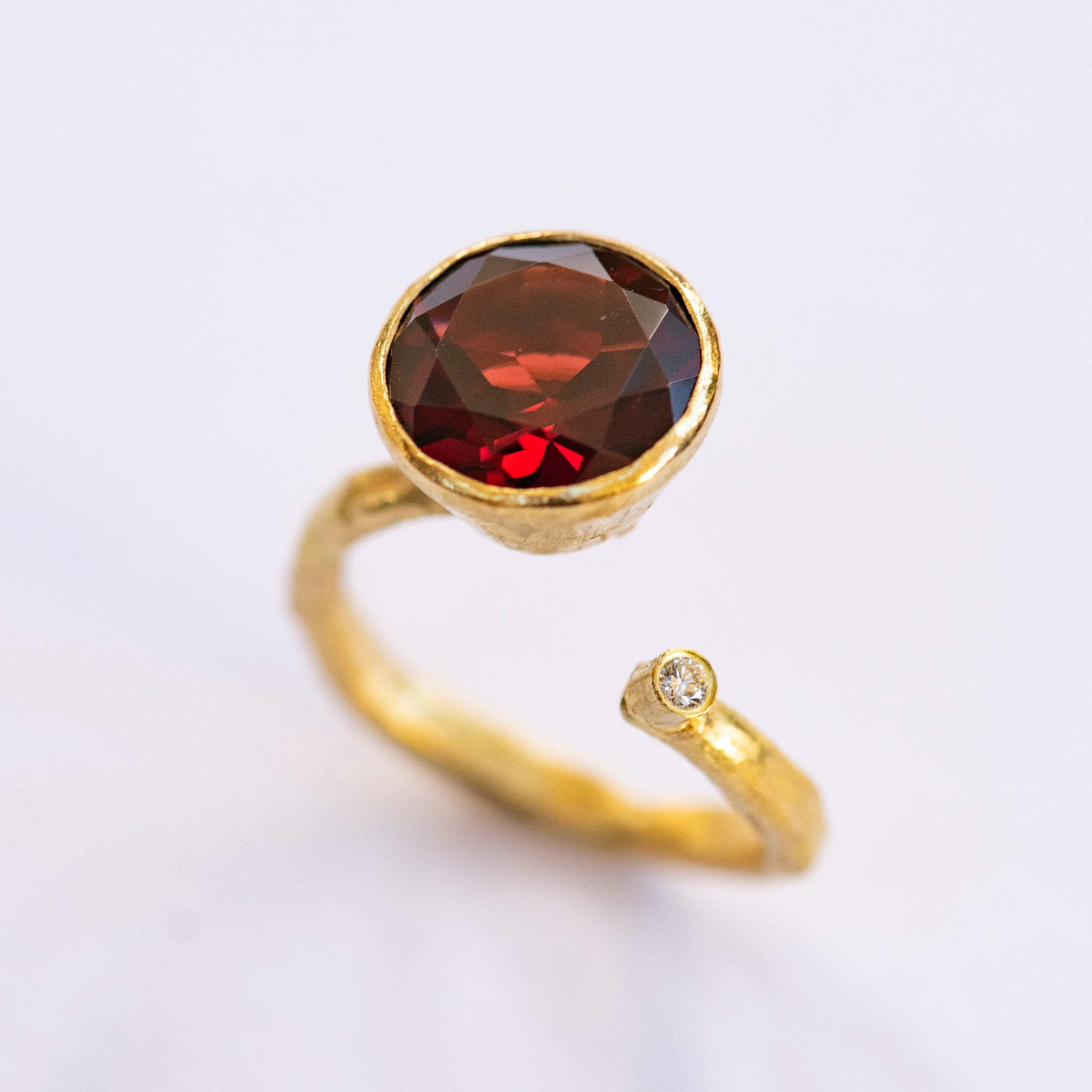 Red Garnet & Diamond 18k Gold Ring by Disa Allsopp