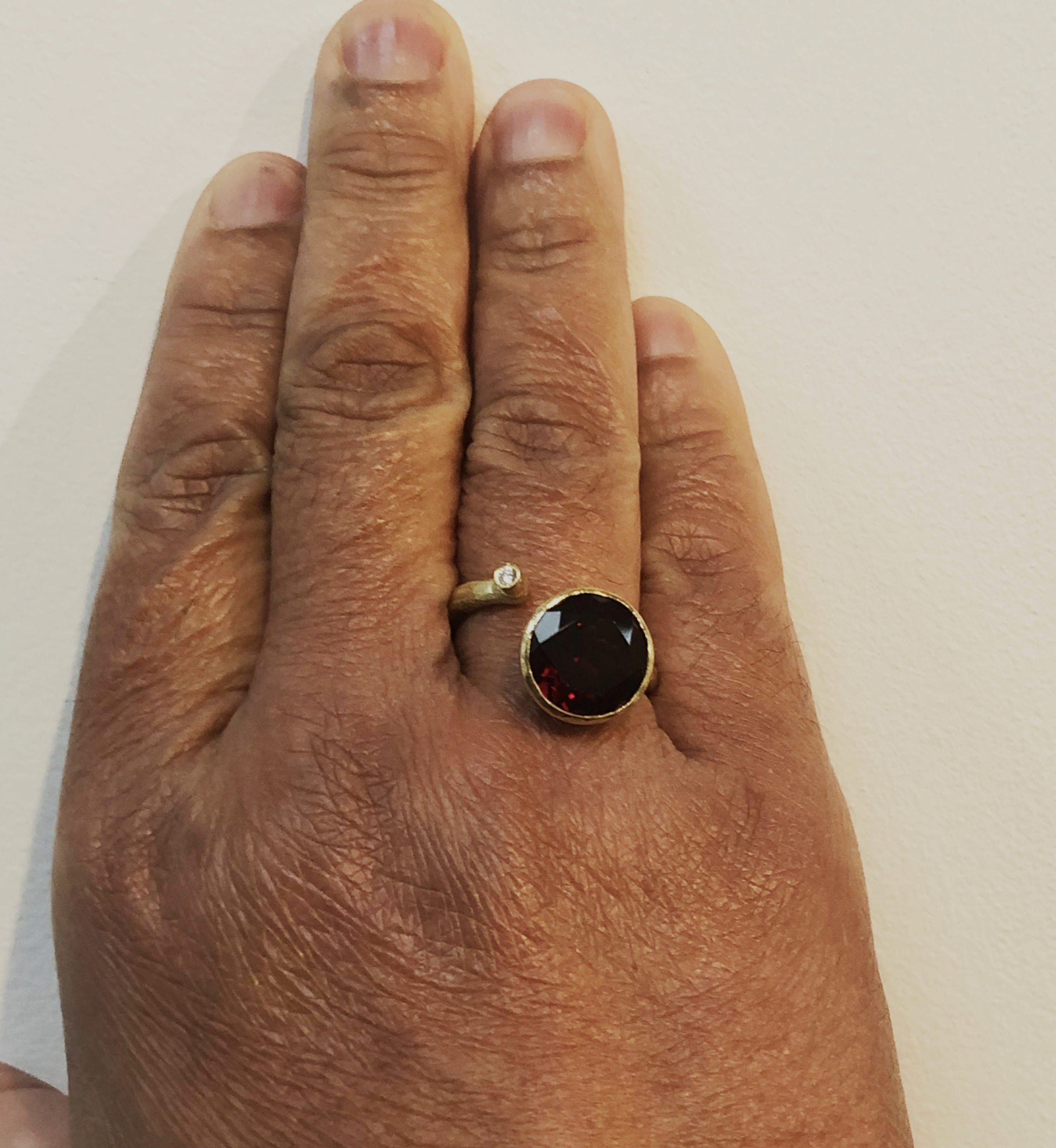 Red Garnet & Diamond 18k Gold Ring by Disa Allsopp