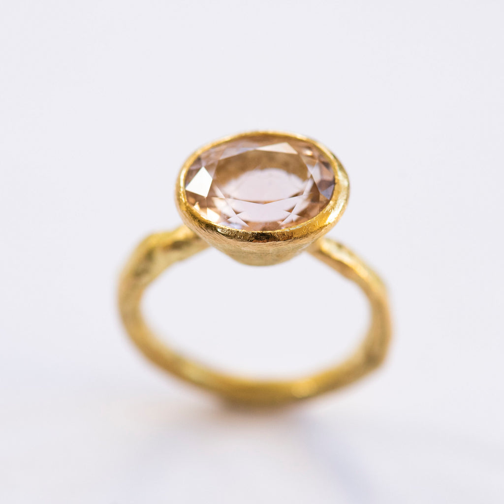 Oval pink tourmaline ring by Disa Allsopp