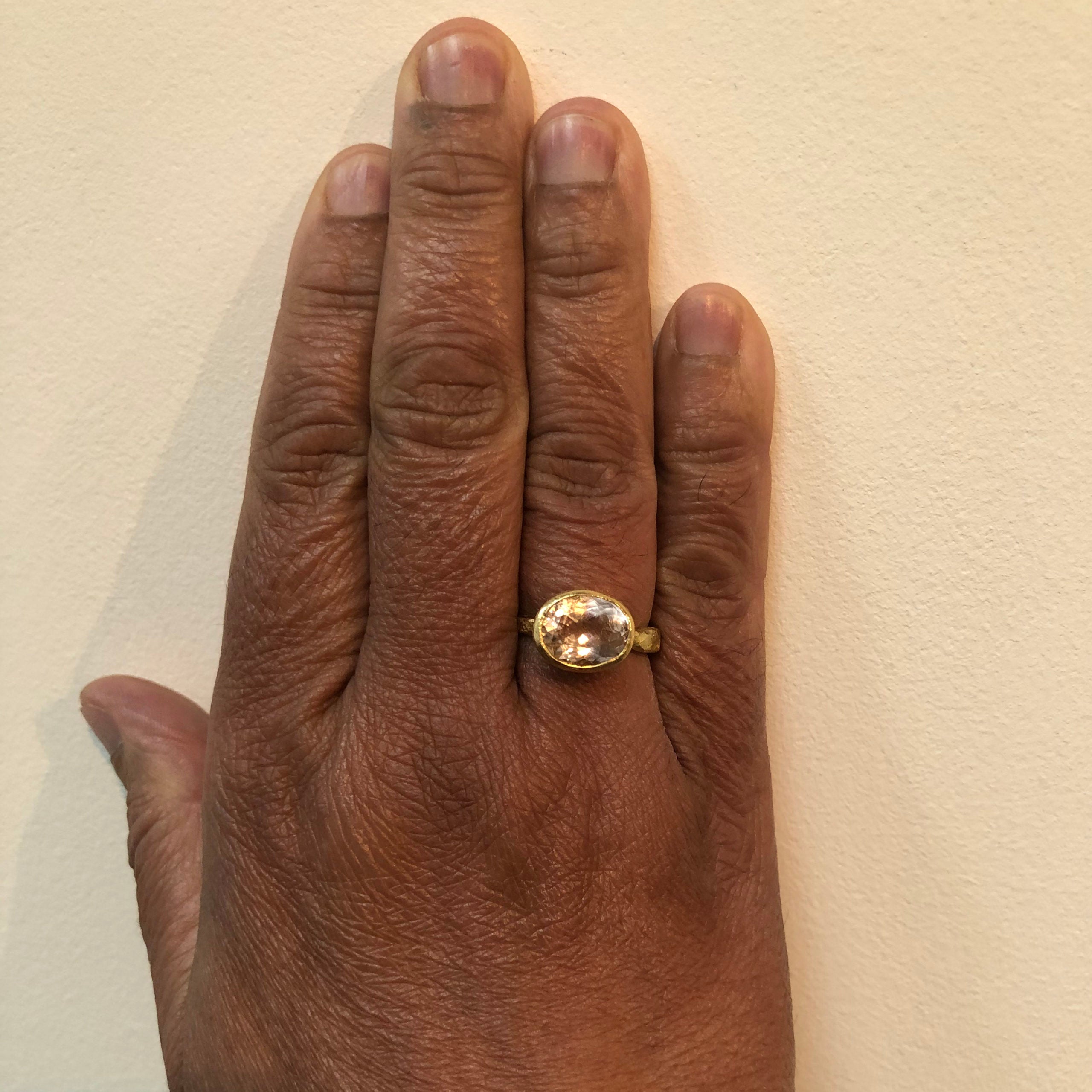 Oval pink tourmaline ring by Disa Allsopp