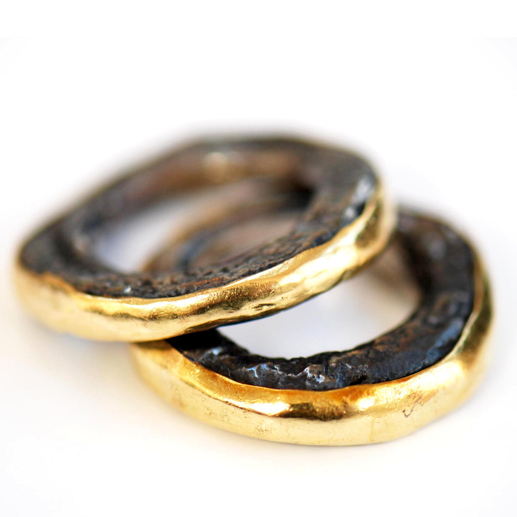 Gold Layer Oxidised Silver Ring by Disa Allsopp