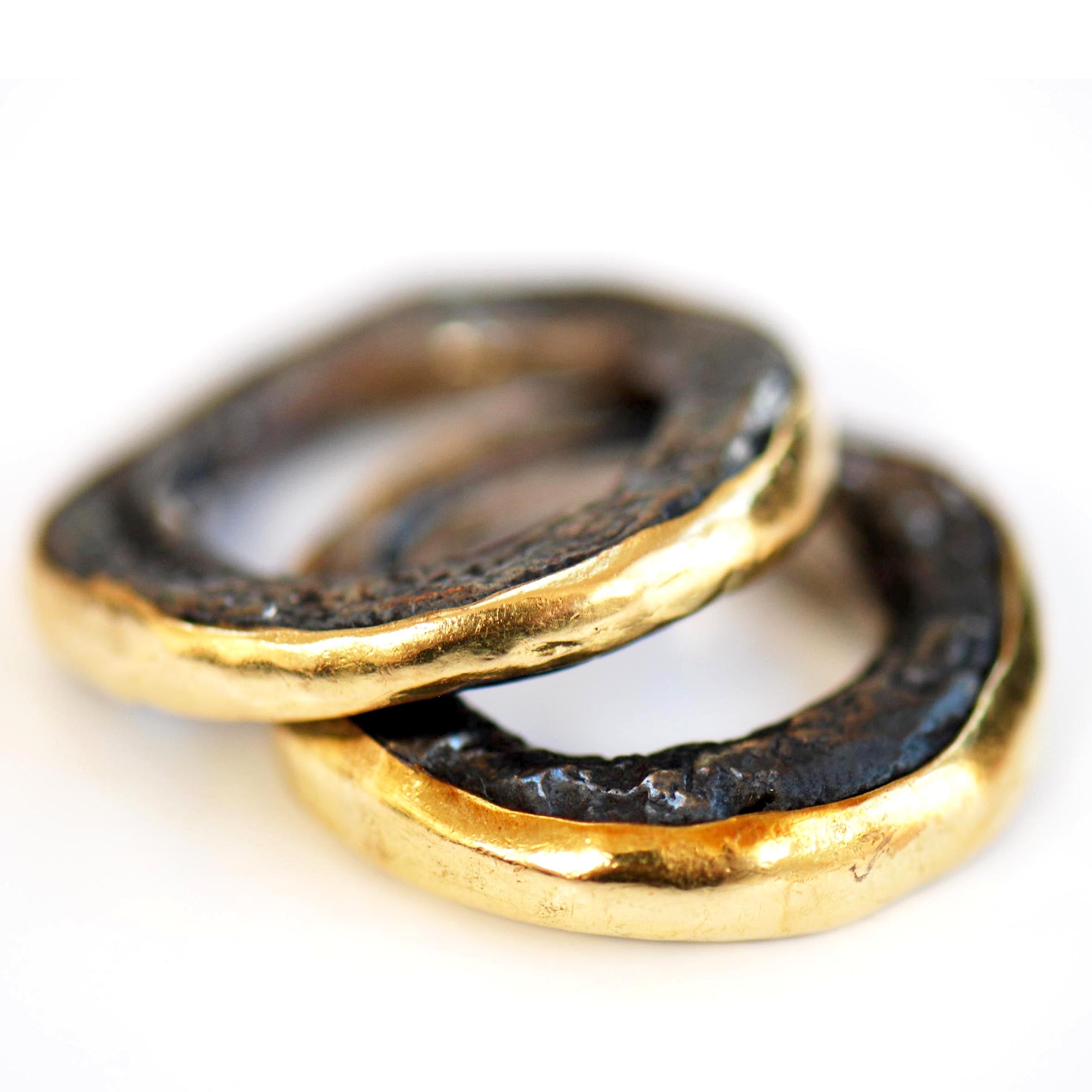 Gold Layer Oxidised Silver Ring by Disa Allsopp