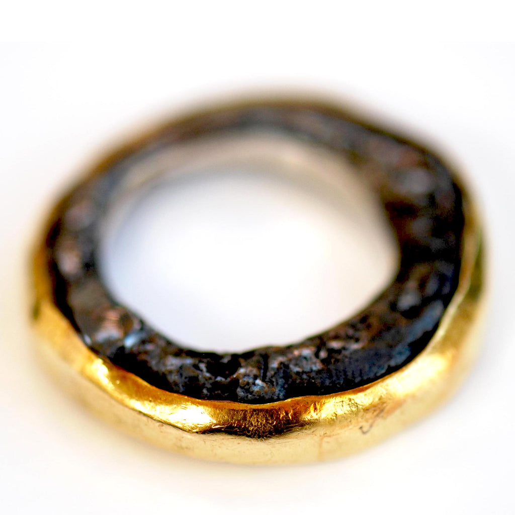 Gold Layer Oxidised Silver Ring by Disa Allsopp
