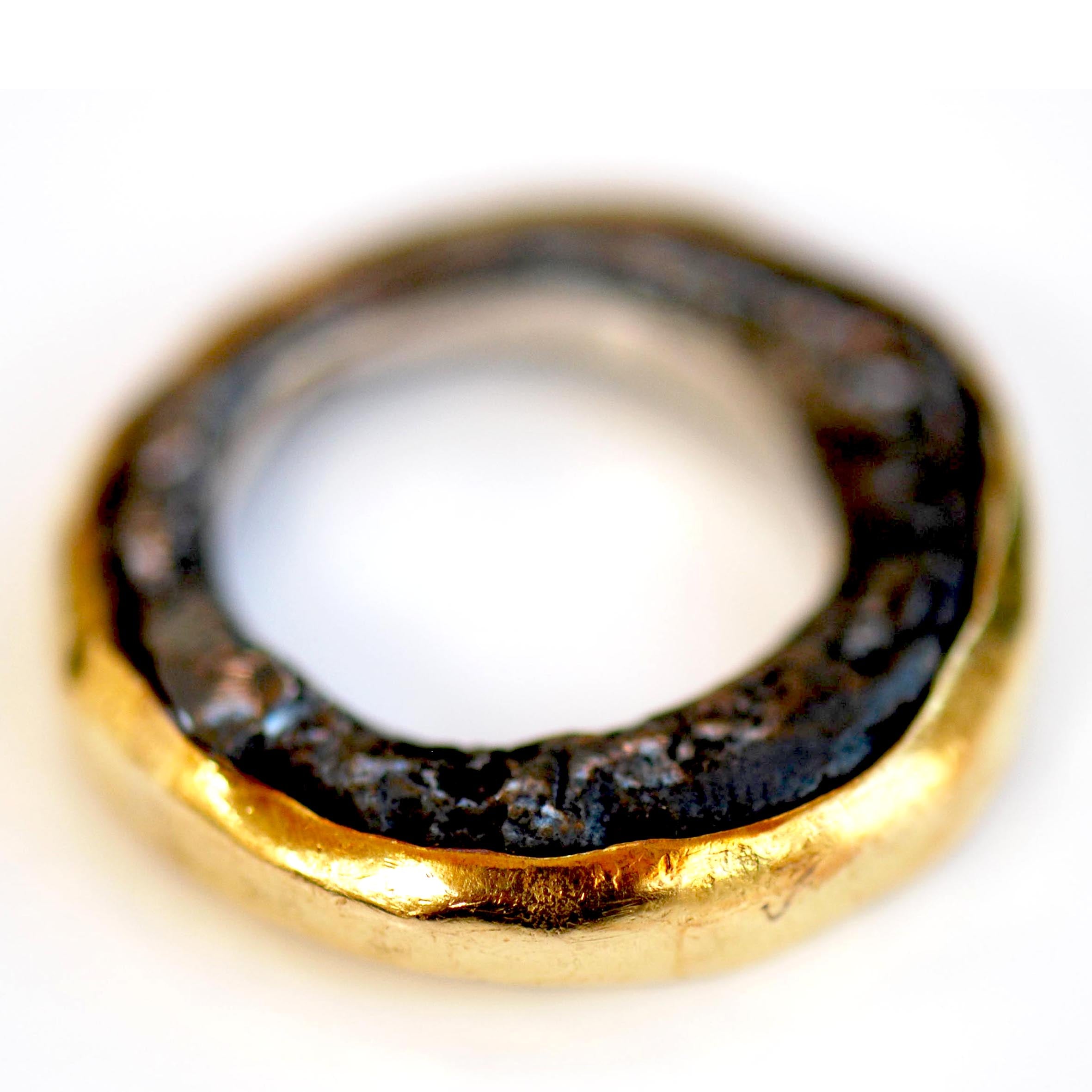 Gold Layer Oxidised Silver Ring by Disa Allsopp