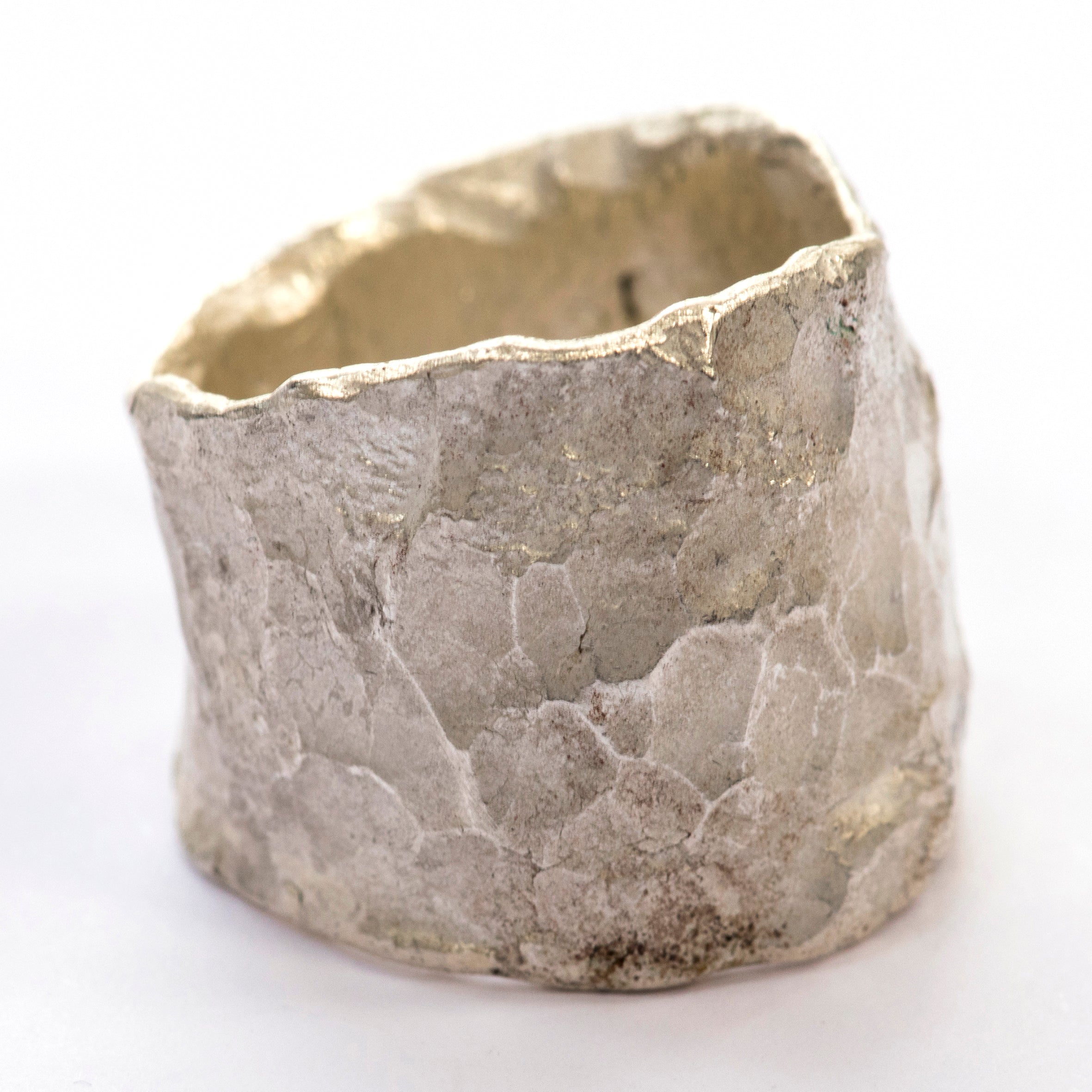 Wide Silver Textured Ring