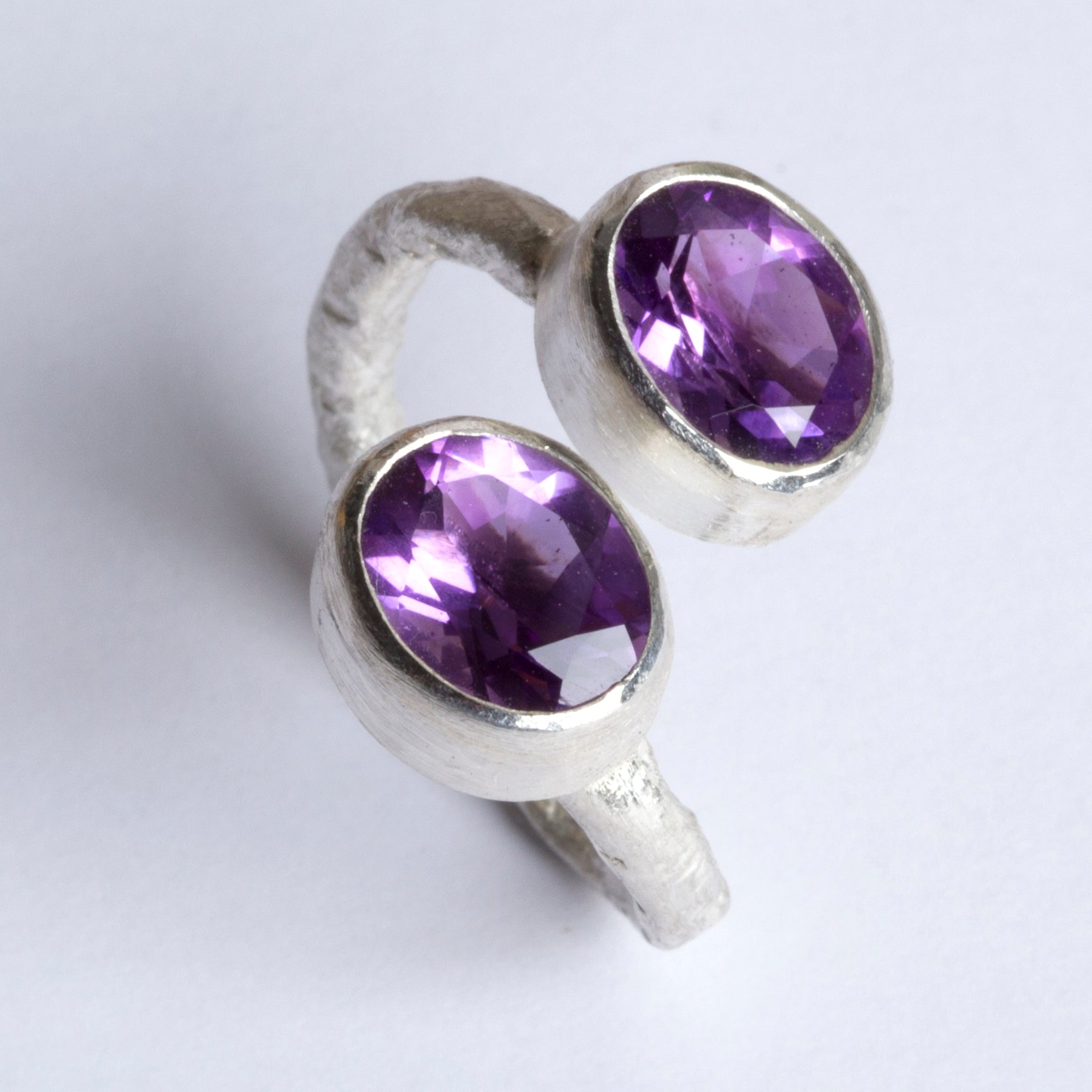 Double Amethyst Silver Ring by Disa Allsopp