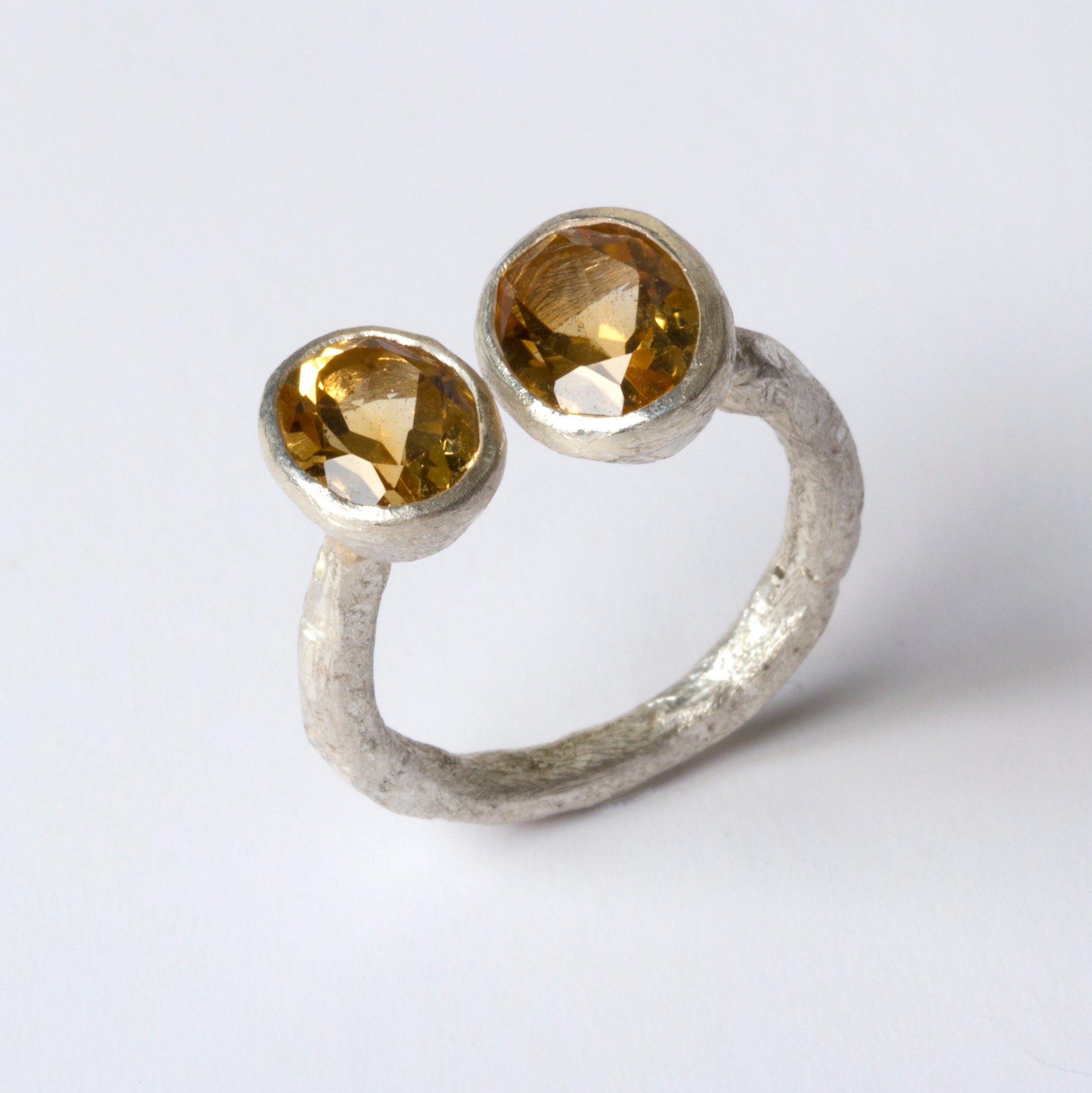 Double Citrine Silver Ring by Disa Allsopp