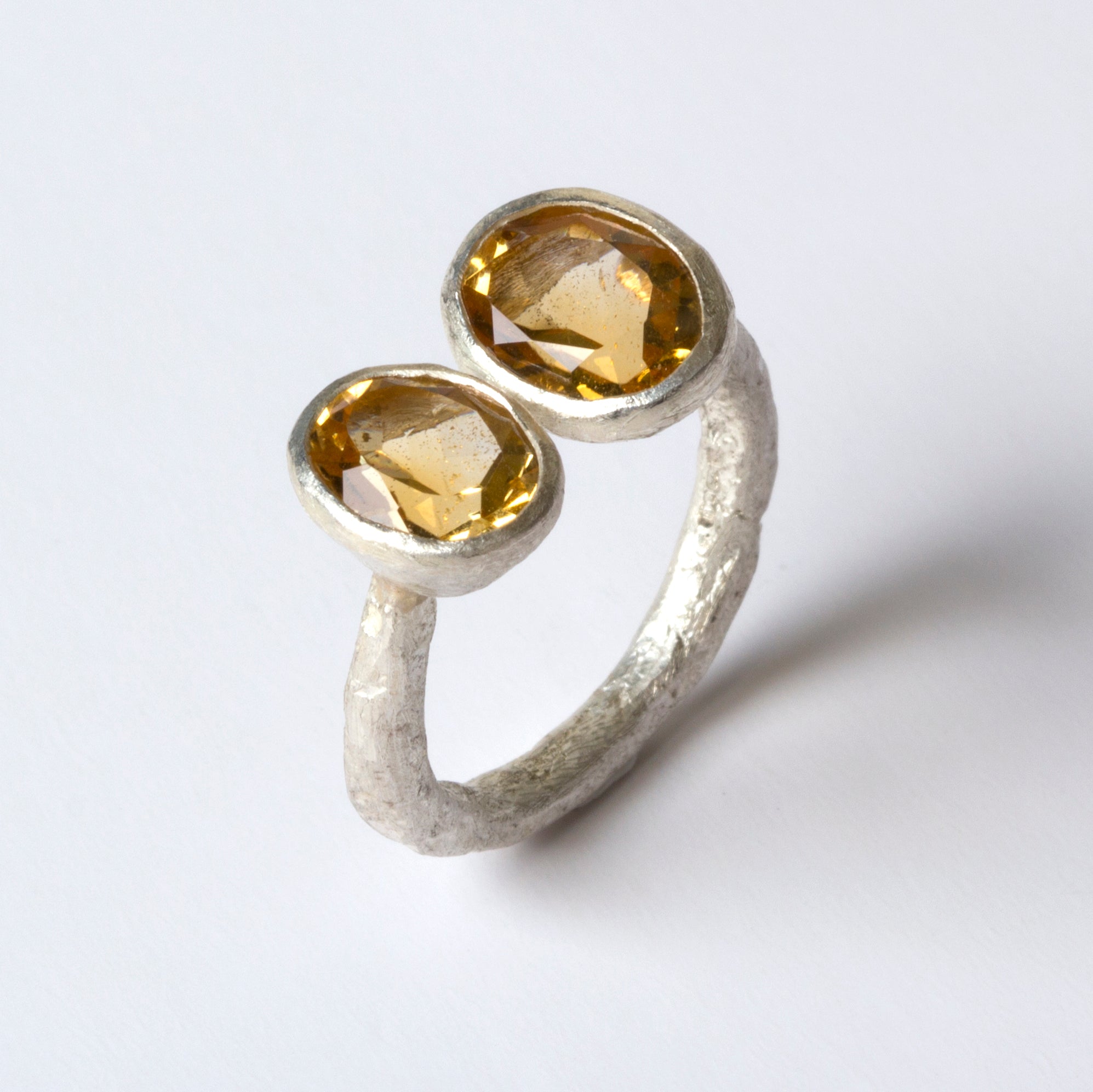 Double Citrine Silver Ring by Disa Allsopp