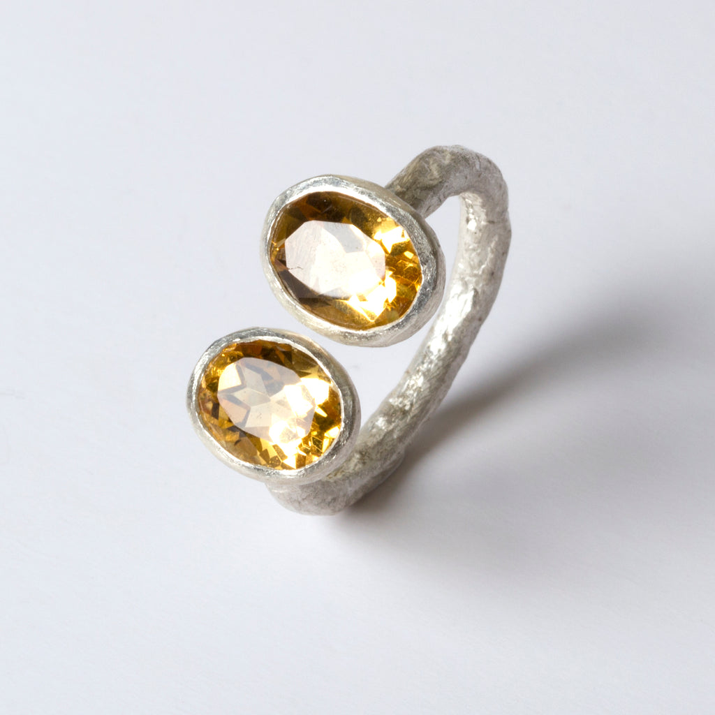 Double Citrine Silver Ring by Disa Allsopp