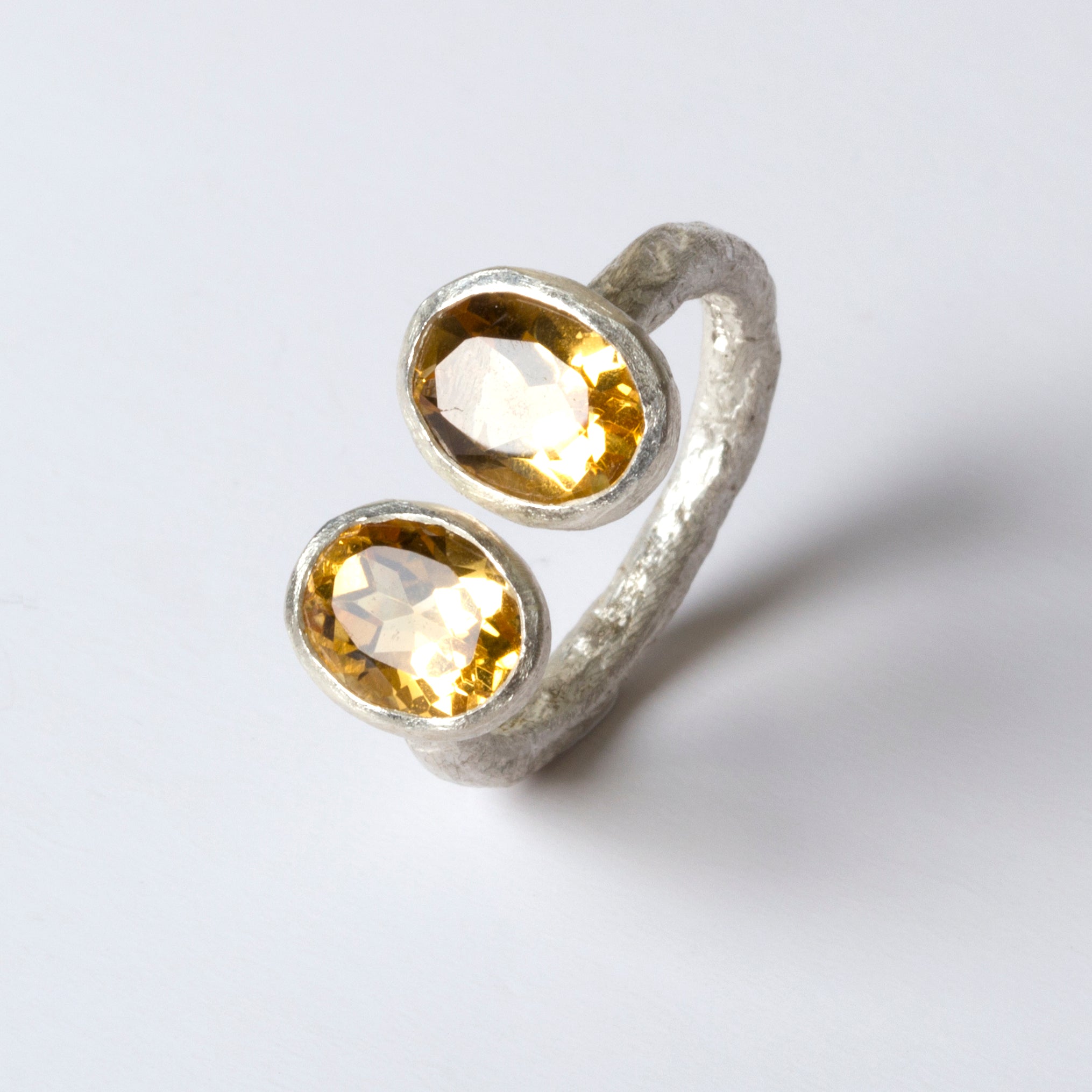 Double Citrine Silver Ring by Disa Allsopp