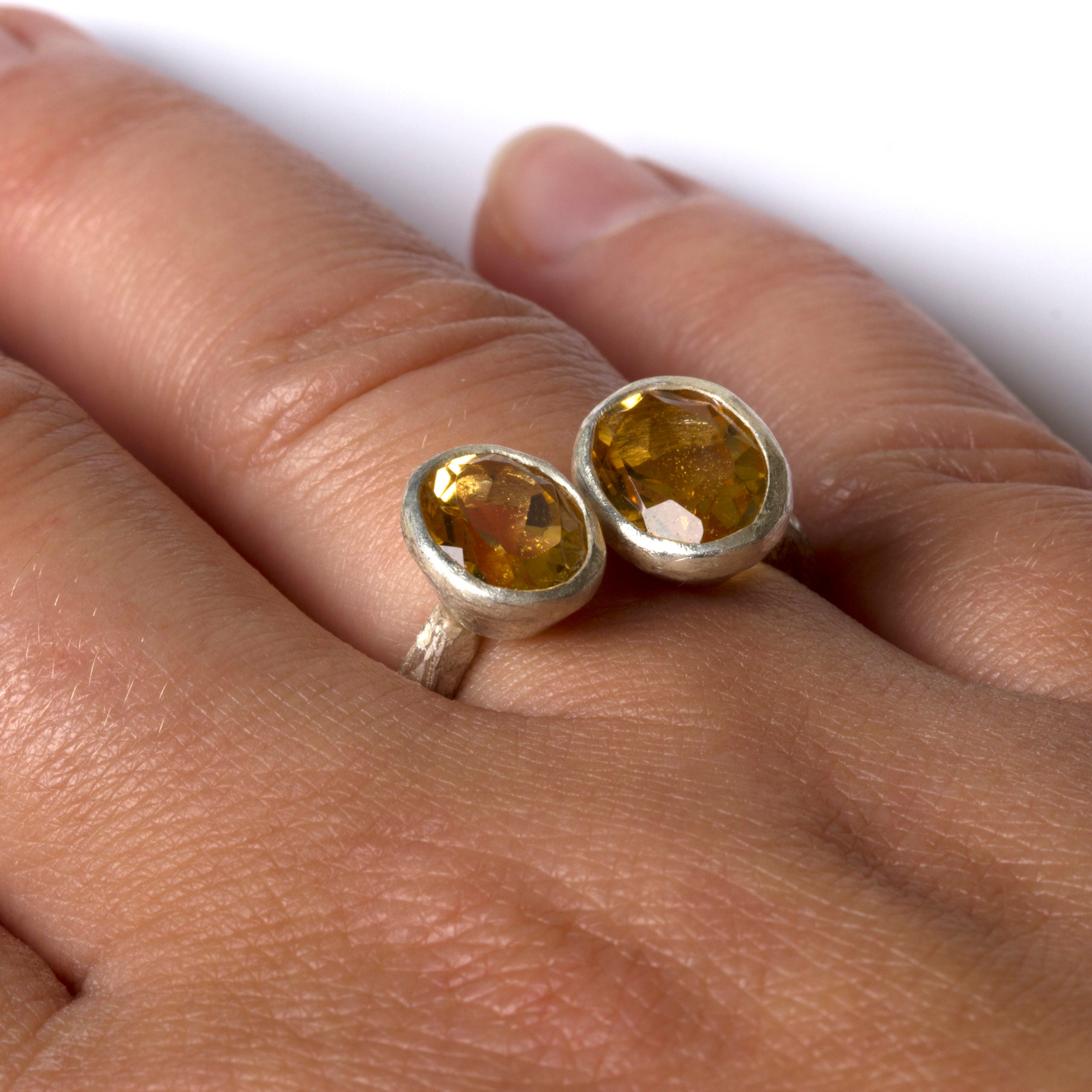 Double Citrine Silver Ring by Disa Allsopp