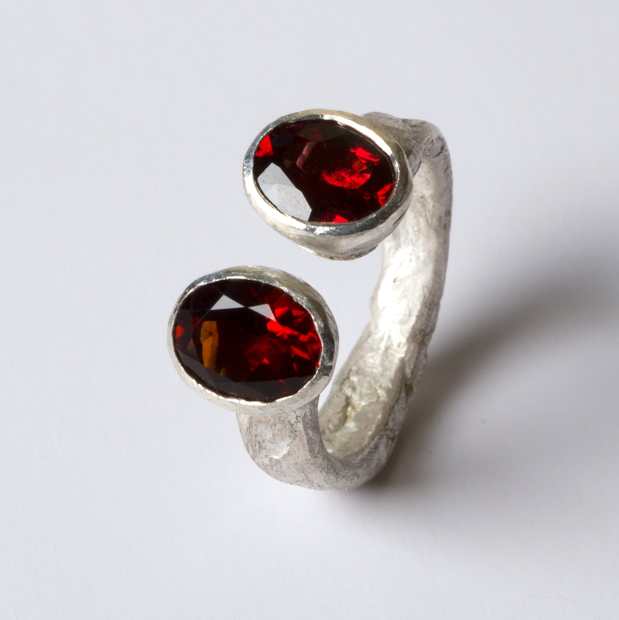 Double Garnet Silver Ring by Disa Allsopp