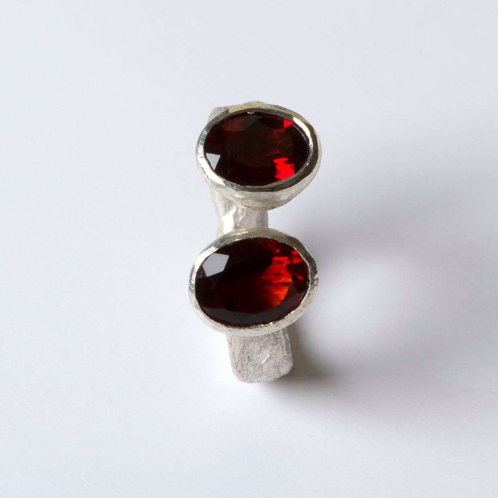 Double Garnet Silver Ring by Disa Allsopp
