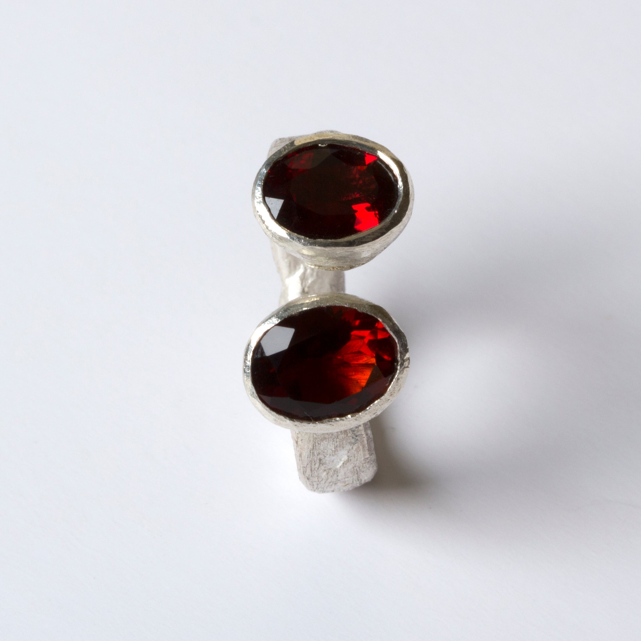 Double Garnet Silver Ring by Disa Allsopp
