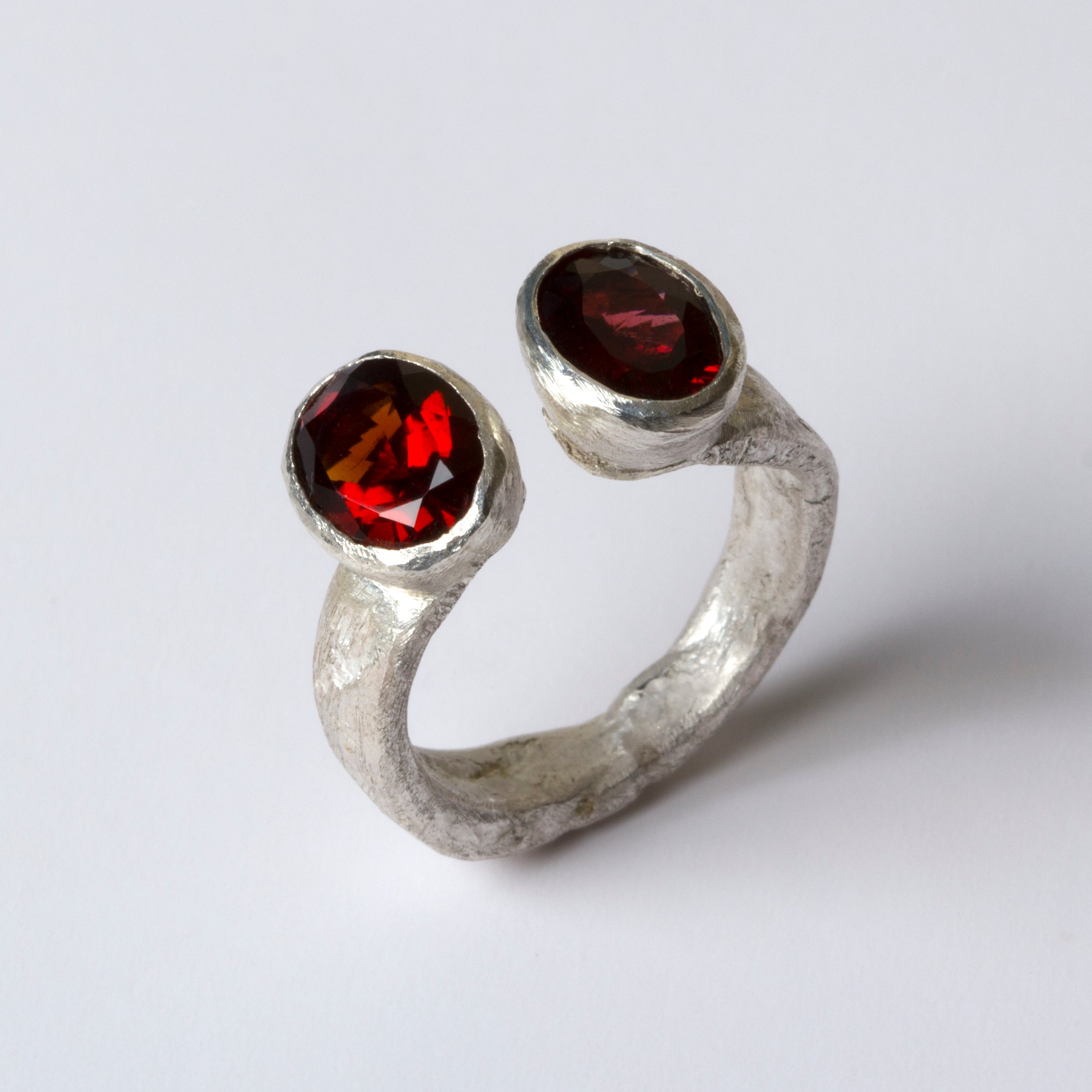 Double Garnet Silver Ring by Disa Allsopp