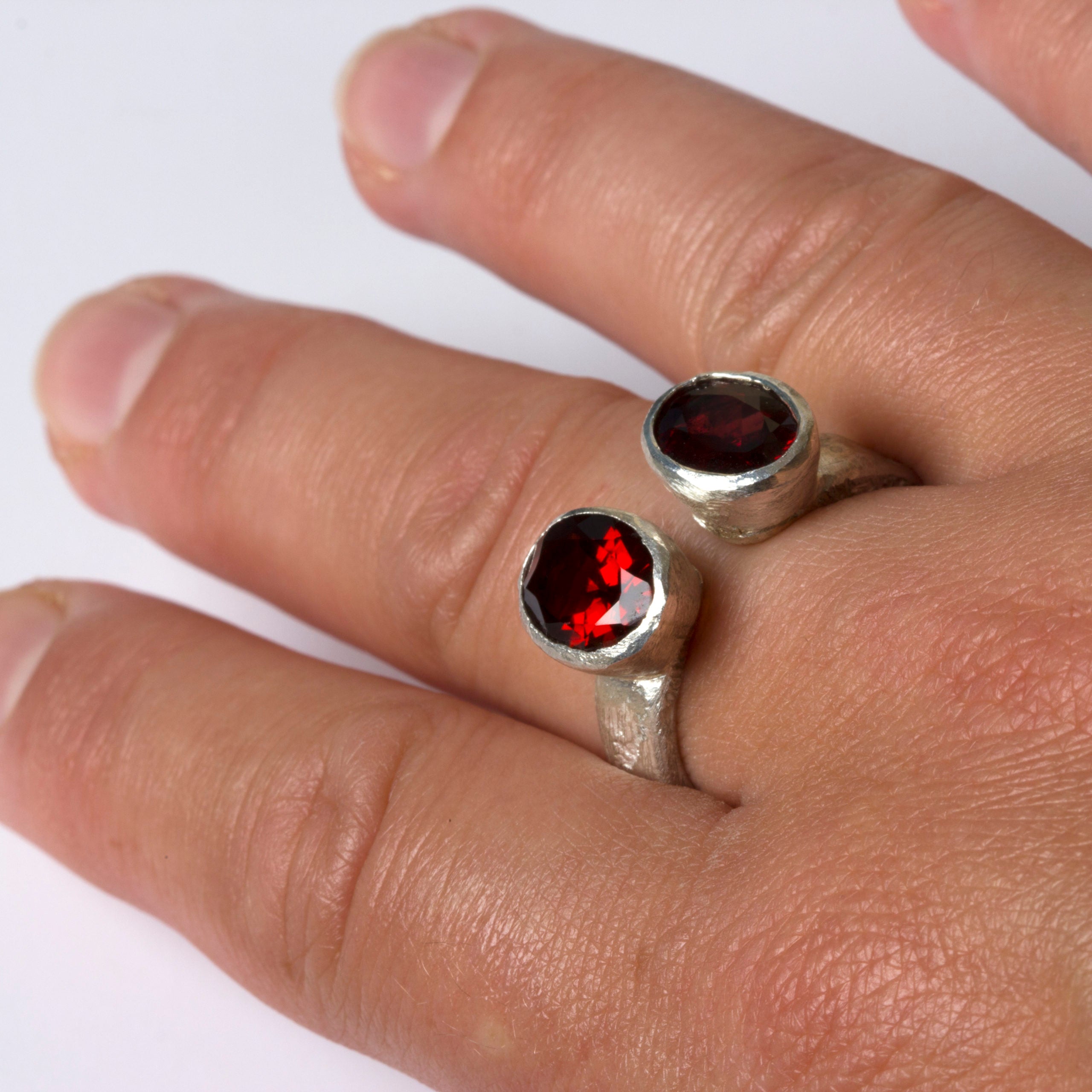 Double Garnet Silver Ring by Disa Allsopp