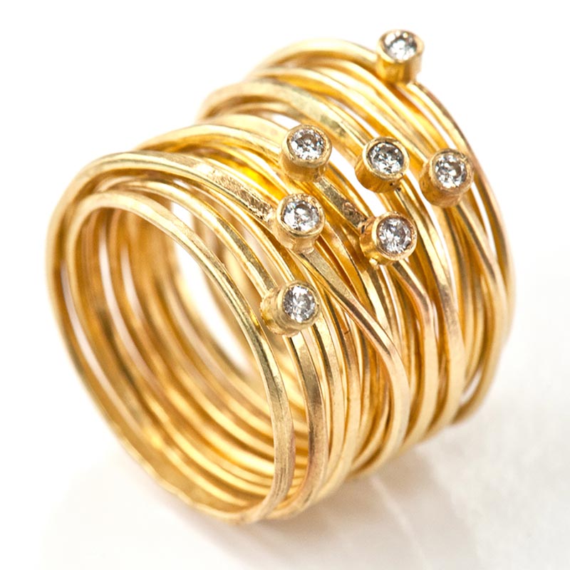 Seven Diamond 18k Gold Spaghetti Ring by Disa Allsopp