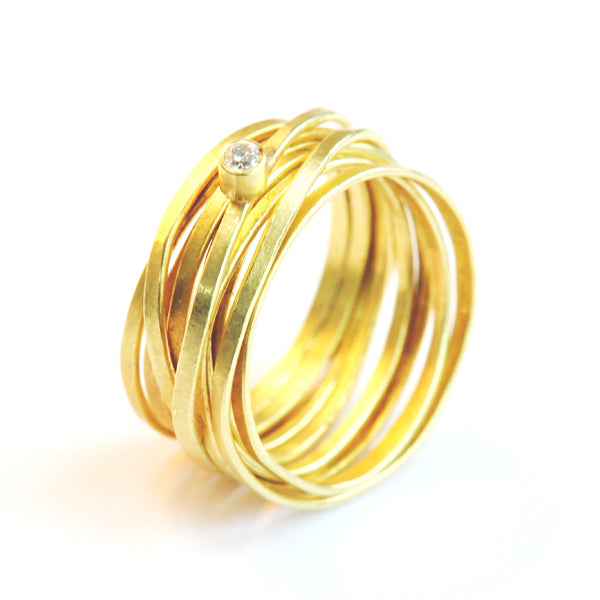 Diamond Gold Spaghetti Ring