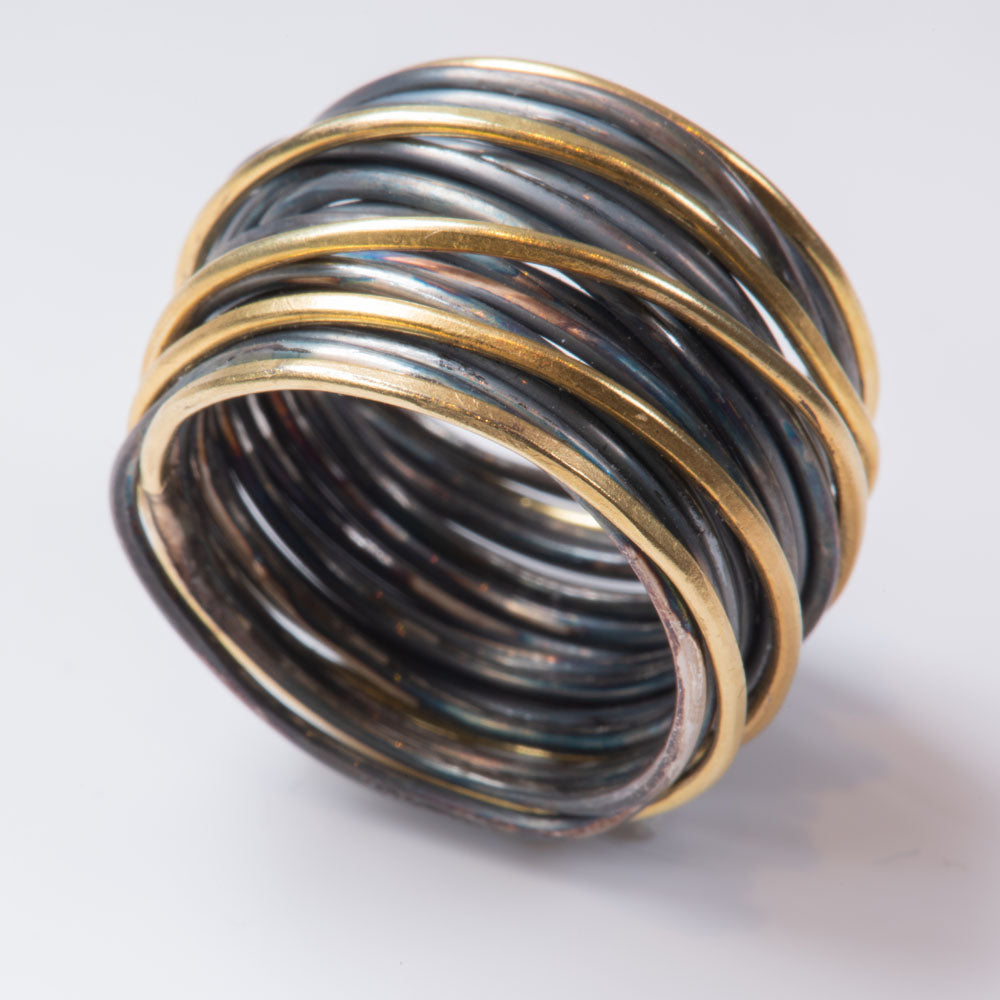 Four Gold Strand Spaghetti Ring by Disa Allsopp