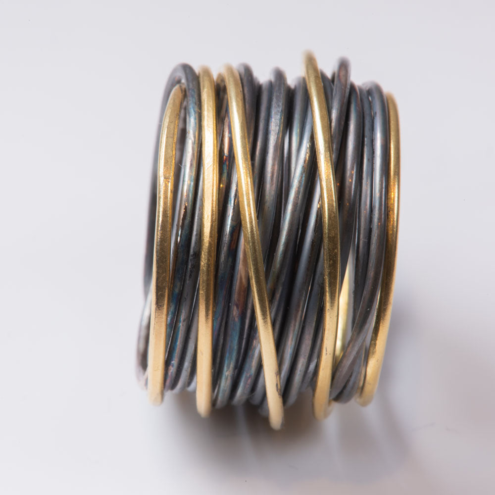 Four Gold Strand Spaghetti Ring by Disa Allsopp