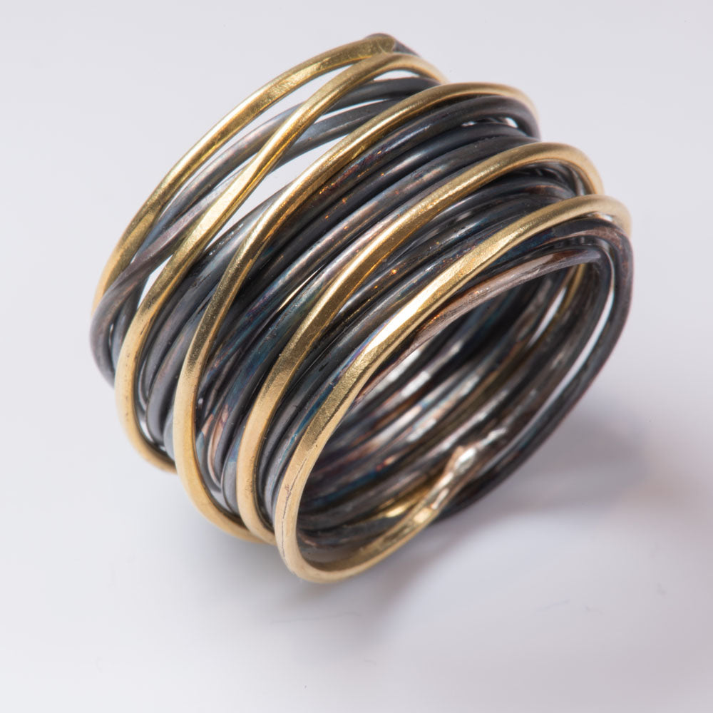 Four Gold Strand Spaghetti Ring by Disa Allsopp