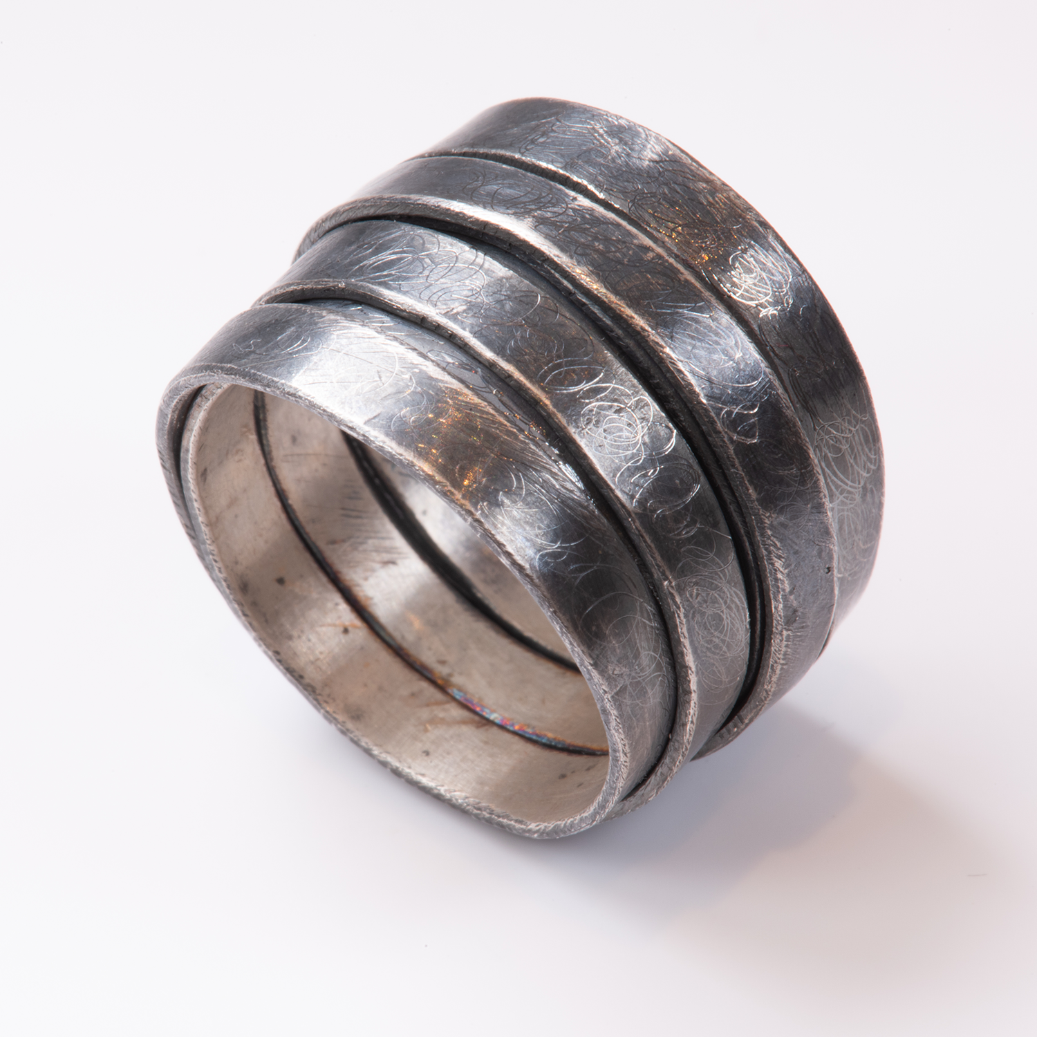 Oxidised Silver Tagliatelle Ring by Disa Allsopp