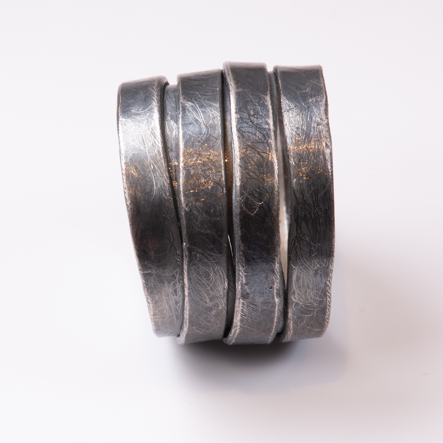 Oxidised Silver Tagliatelle Ring by Disa Allsopp