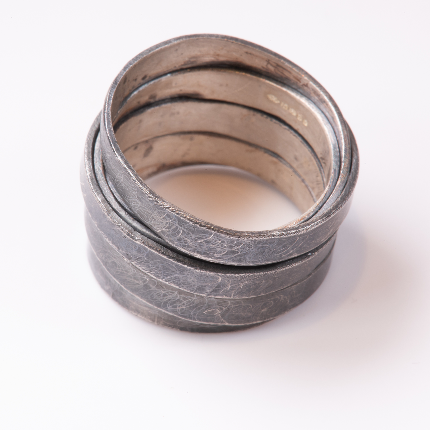 Oxidised Silver Tagliatelle Ring by Disa Allsopp